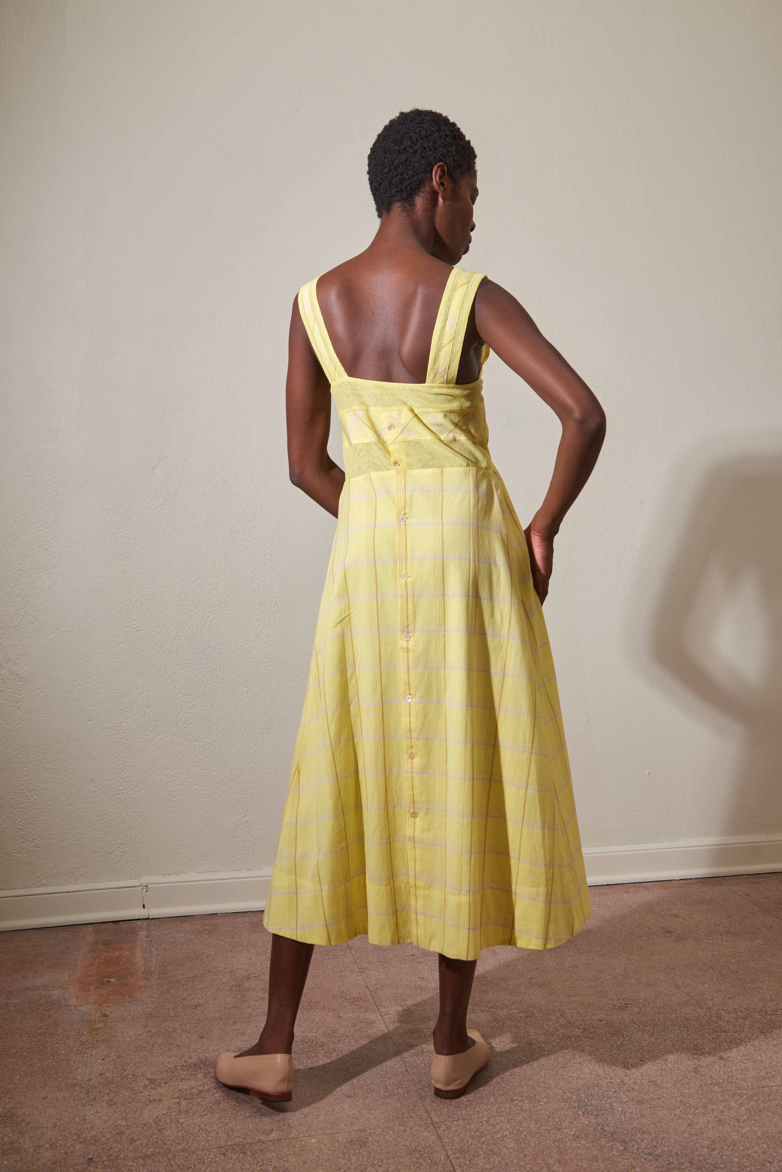 HENRETTA DRESS | citron plaid | organic