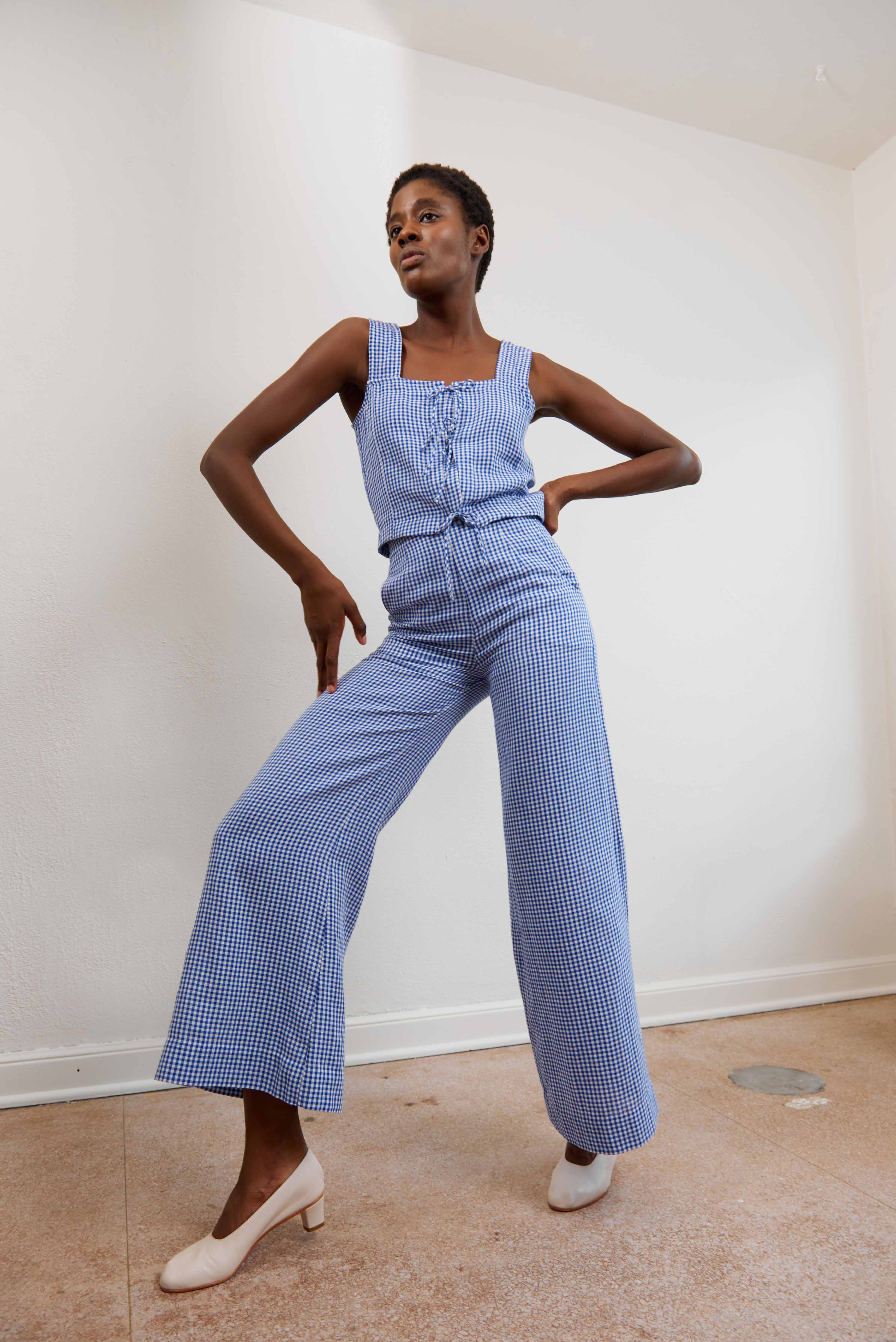 COOK TROUSER | indigo gingham | organic