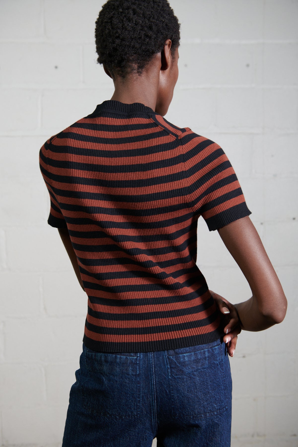 JONES RIBBED TEE | cacao stripe | organic – Maria Stanley