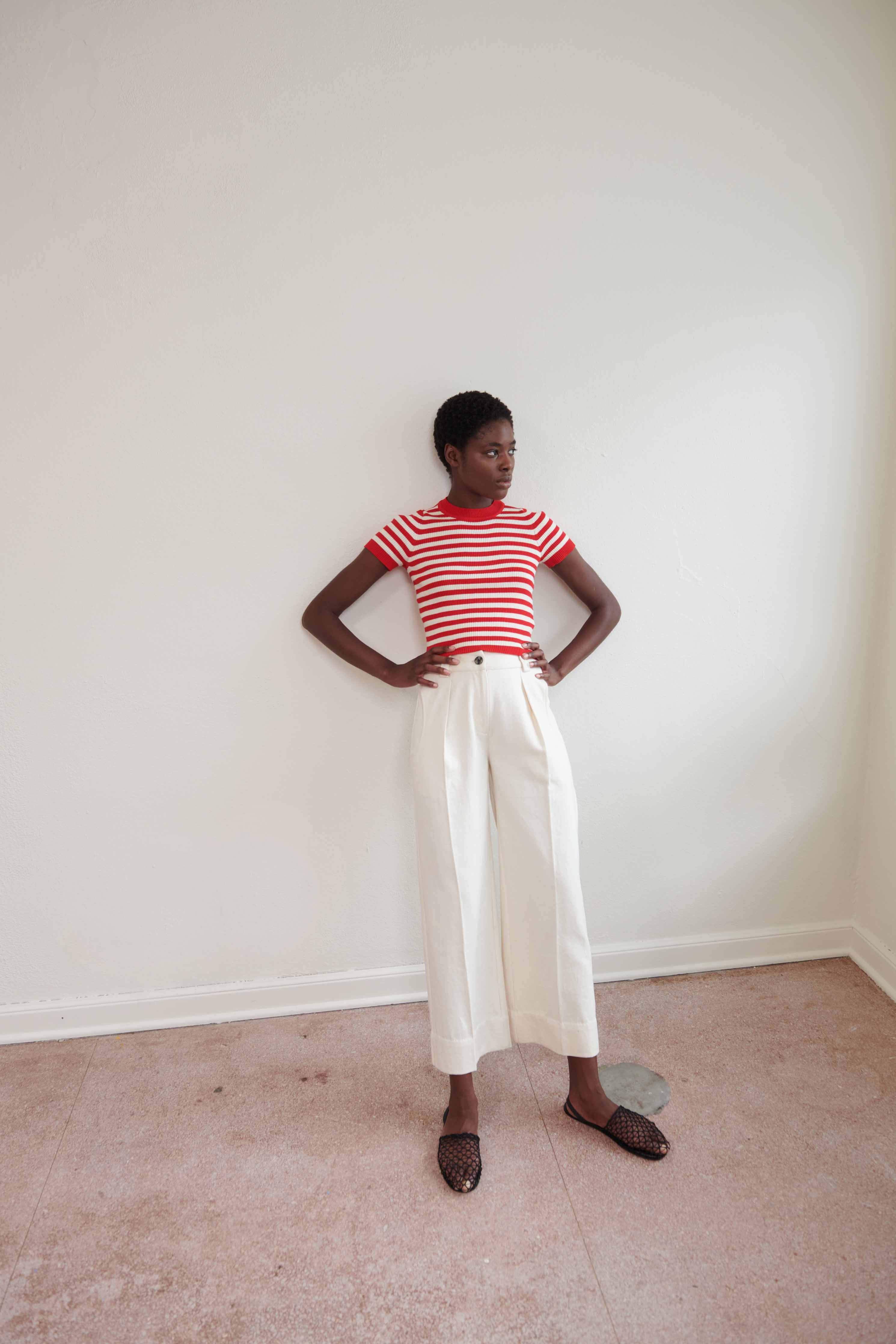 JONES RIBBED TEE | piquillo stripe | organic