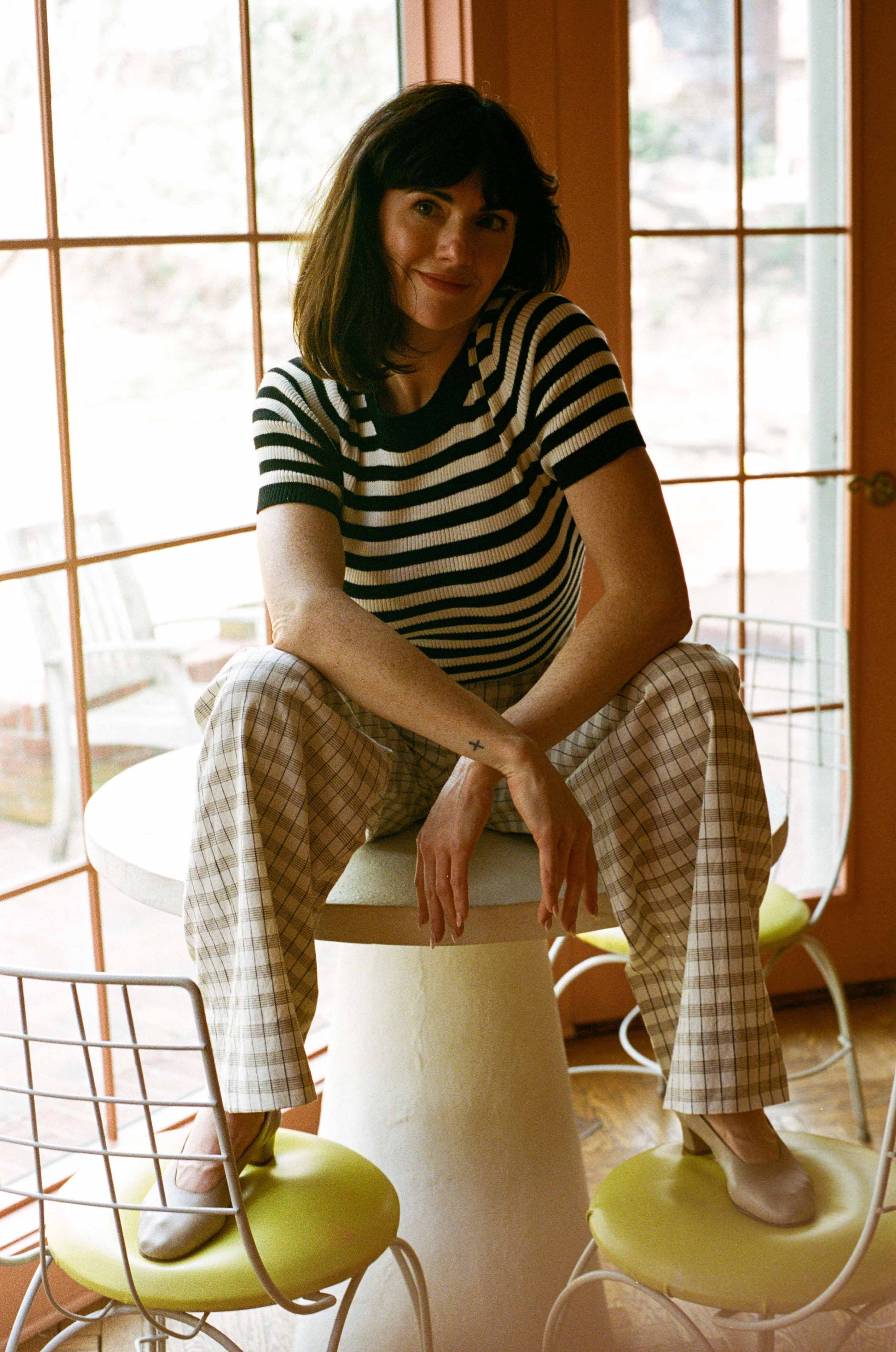 SOFT HANK PANT | bone plaid | organic + earth dyed