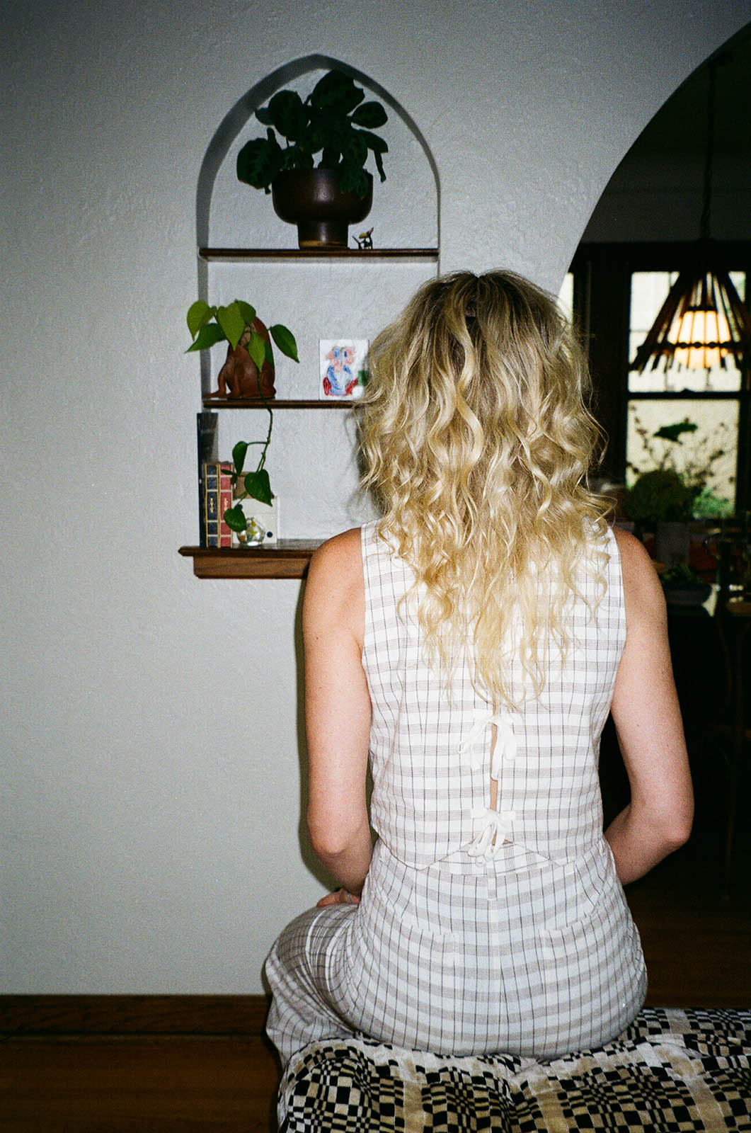 FARRA VEST | bone plaid | organic + earth dyed