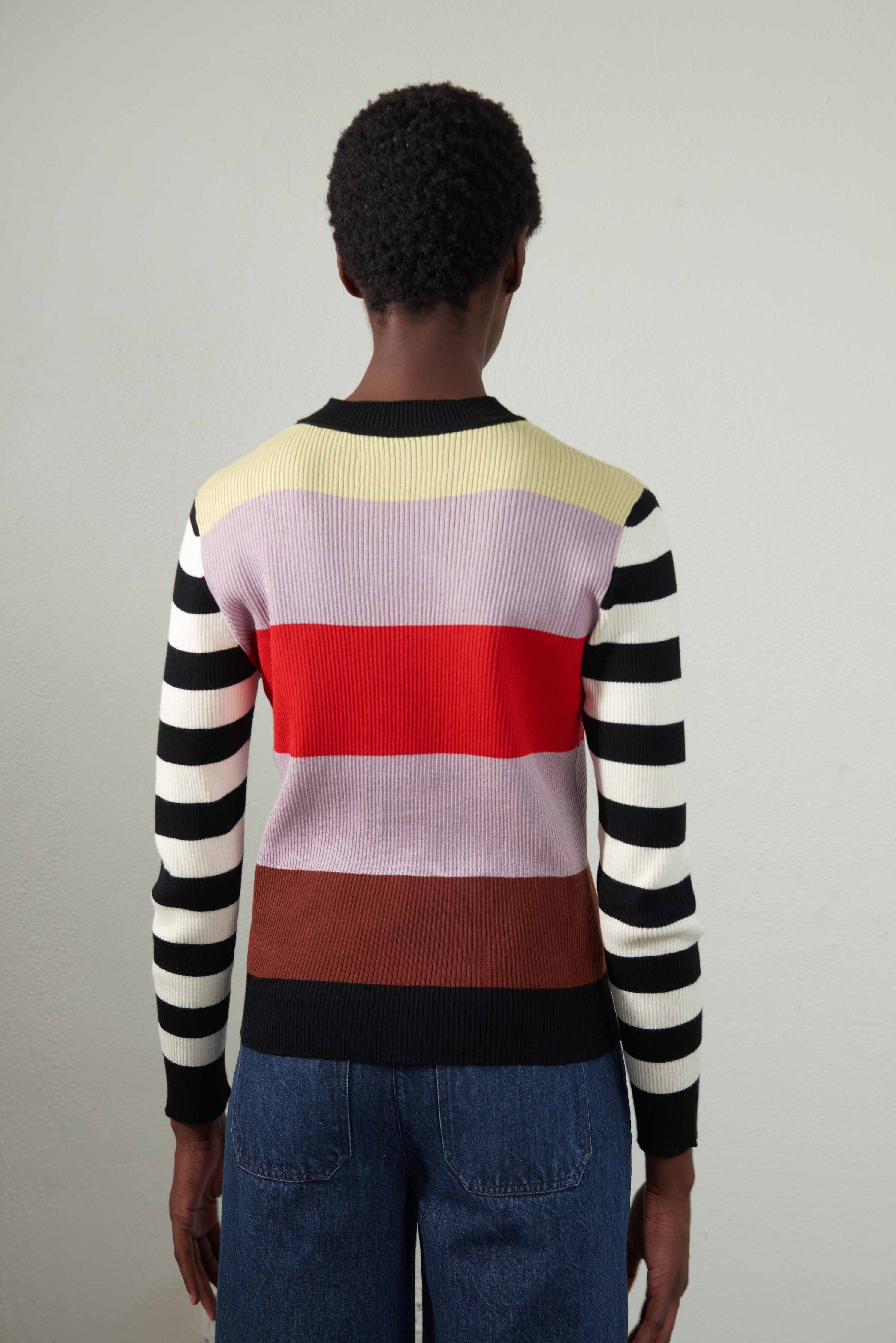 MAIZY RIBBED PULLOVER | stripe | organic
