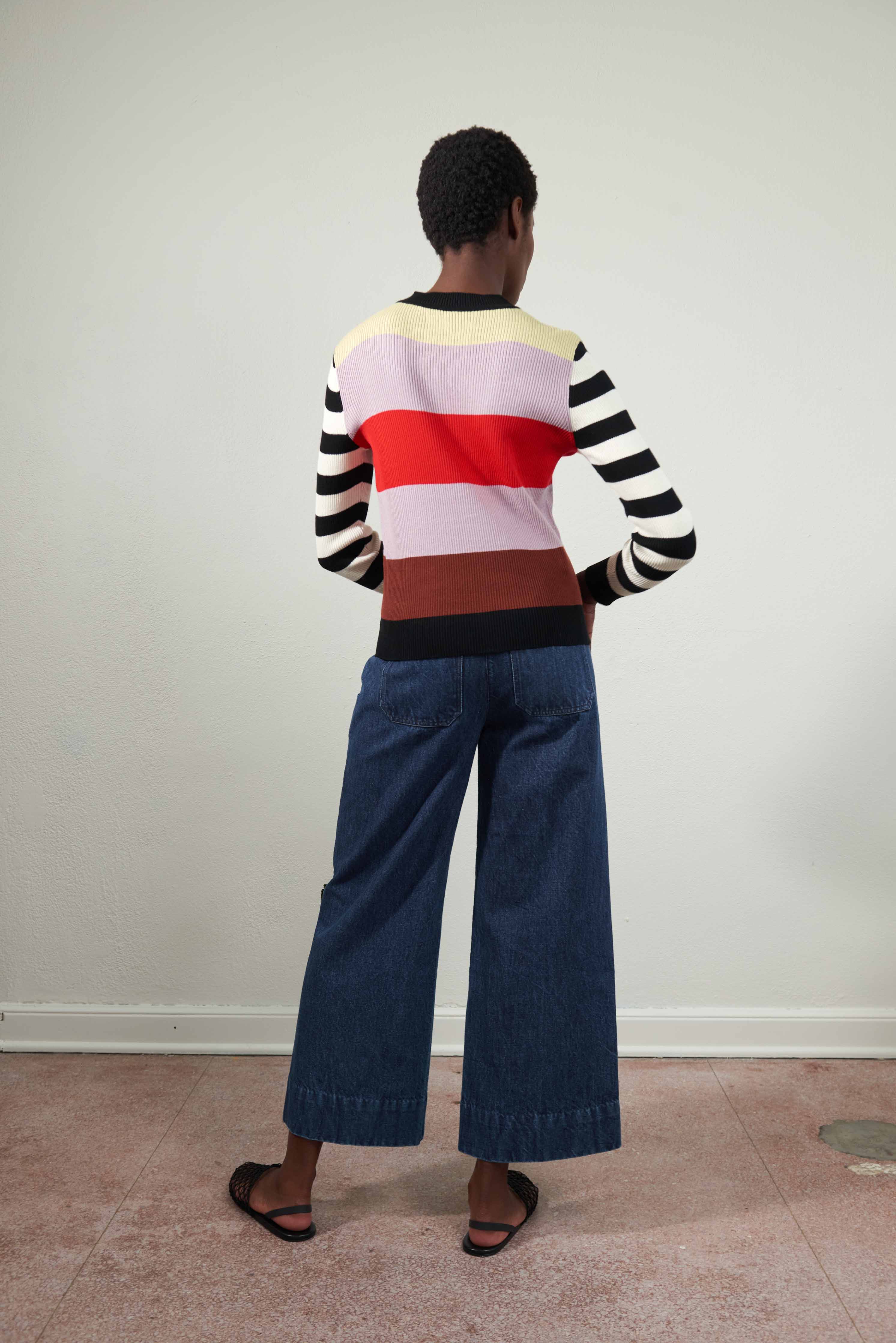 MAIZY RIBBED PULLOVER | stripe | organic