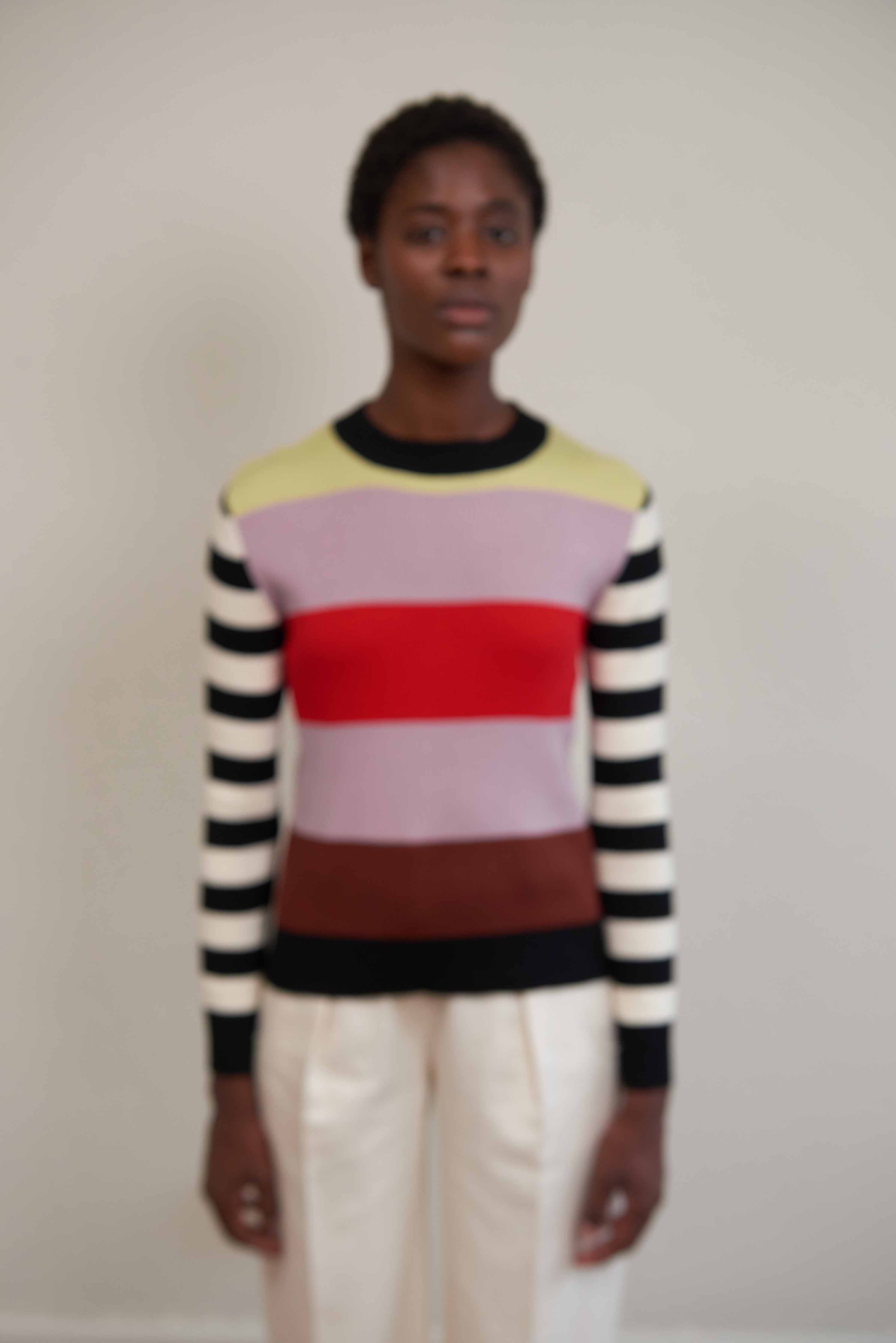 MAIZY RIBBED PULLOVER | stripe | organic