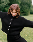 CHUNKY COTTON CARDI | noir