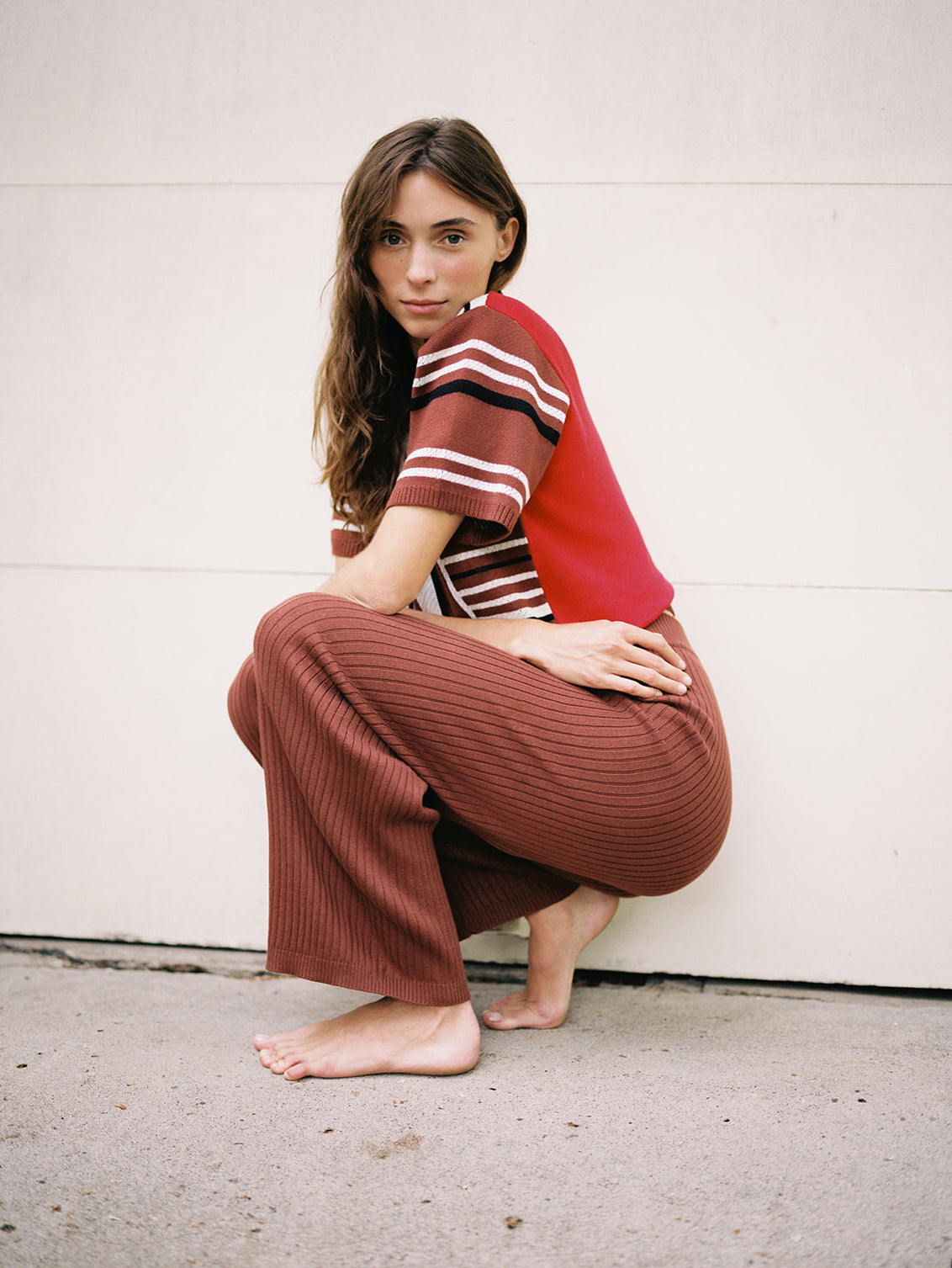RIBBED GALLO PANT | cacao