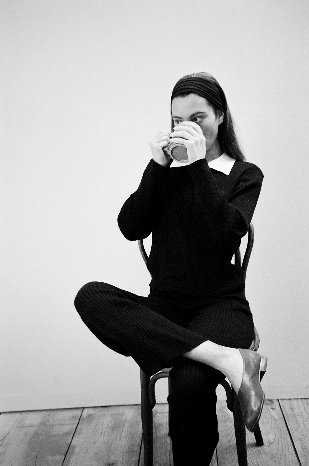 RIBBED GALLO PANT | noir