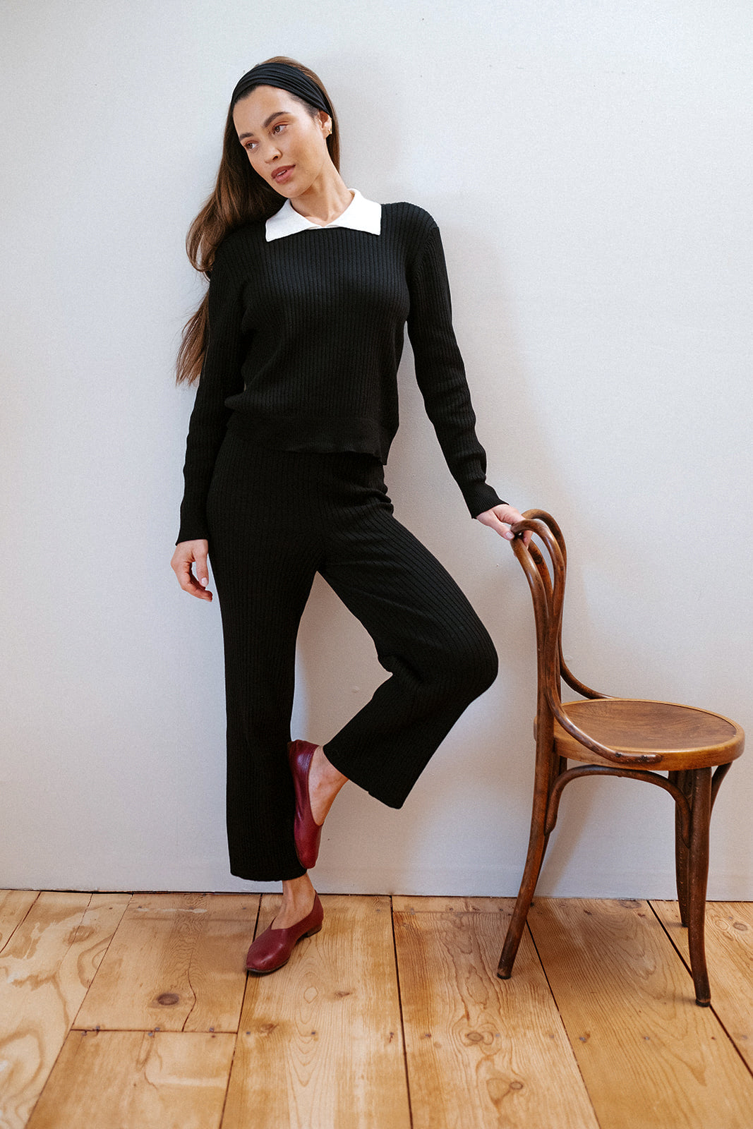 RIBBED GALLO PANT | noir