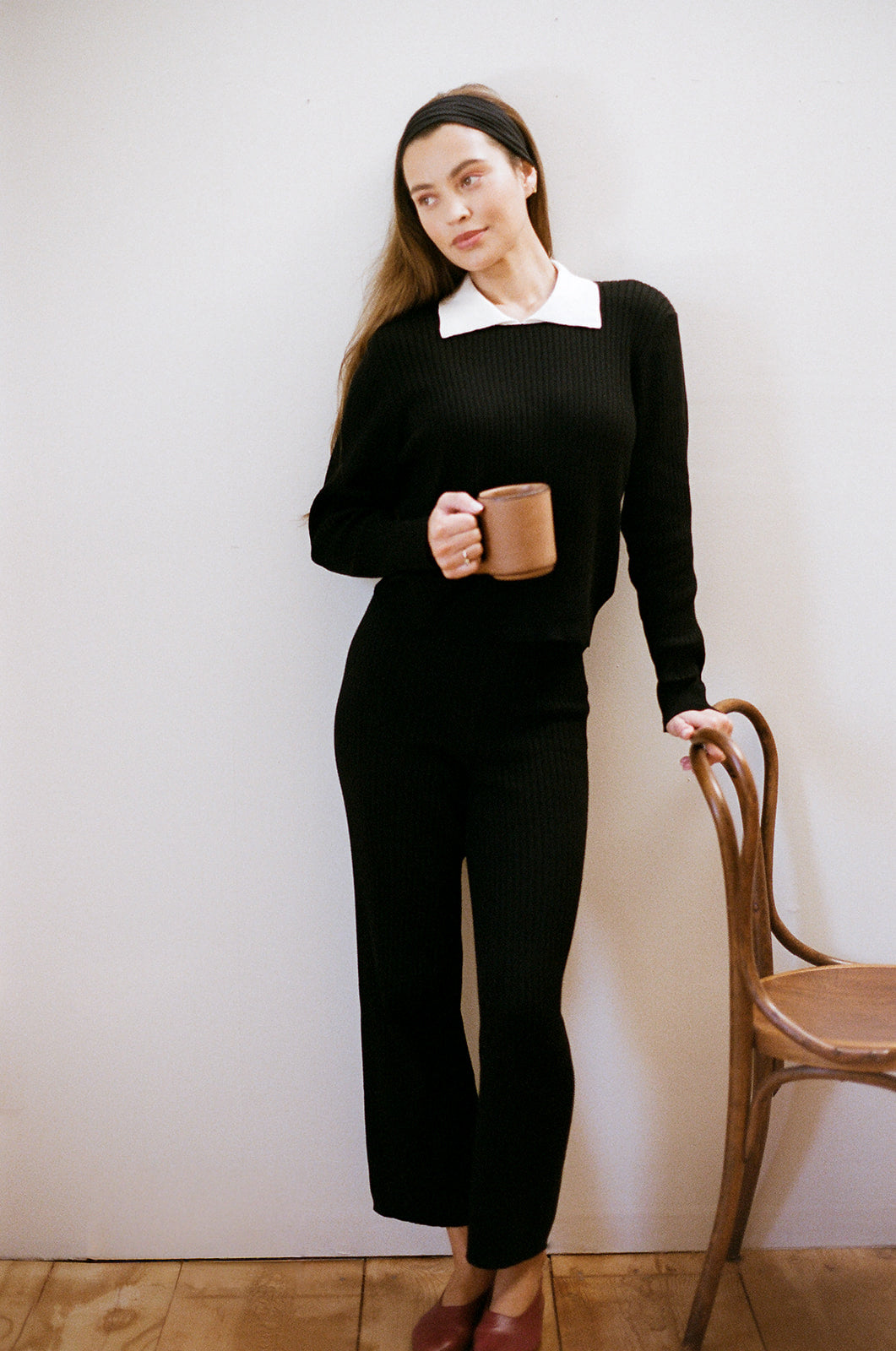 RIBBED GALLO PANT | noir