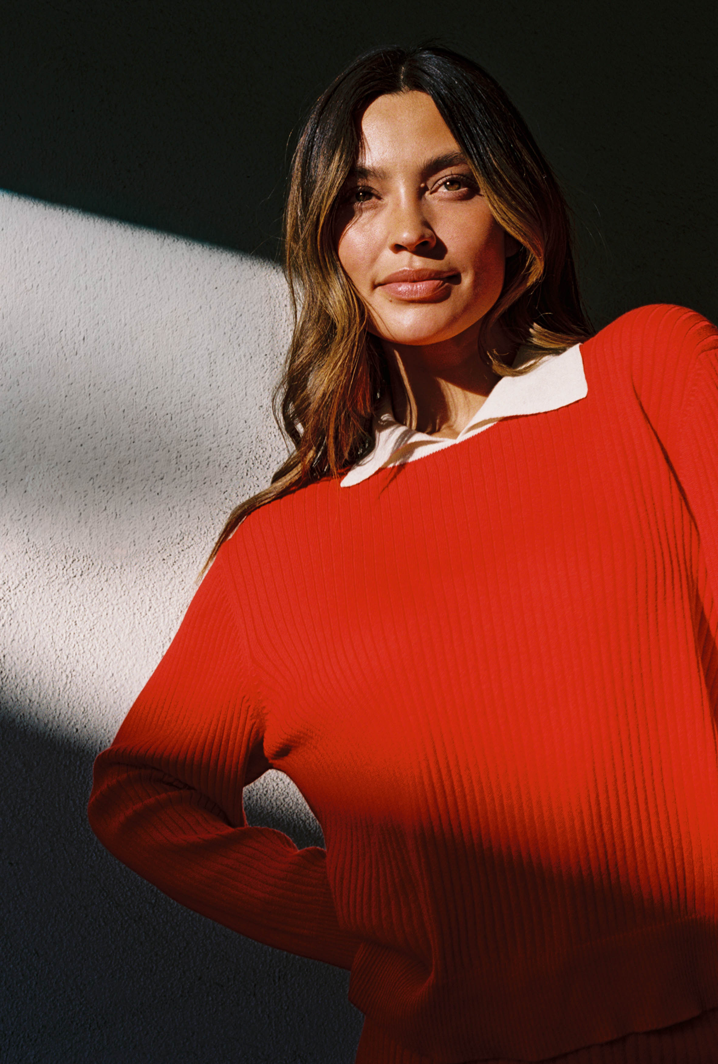 OFELIA KNIT TOP | piquillo + ecru collar
