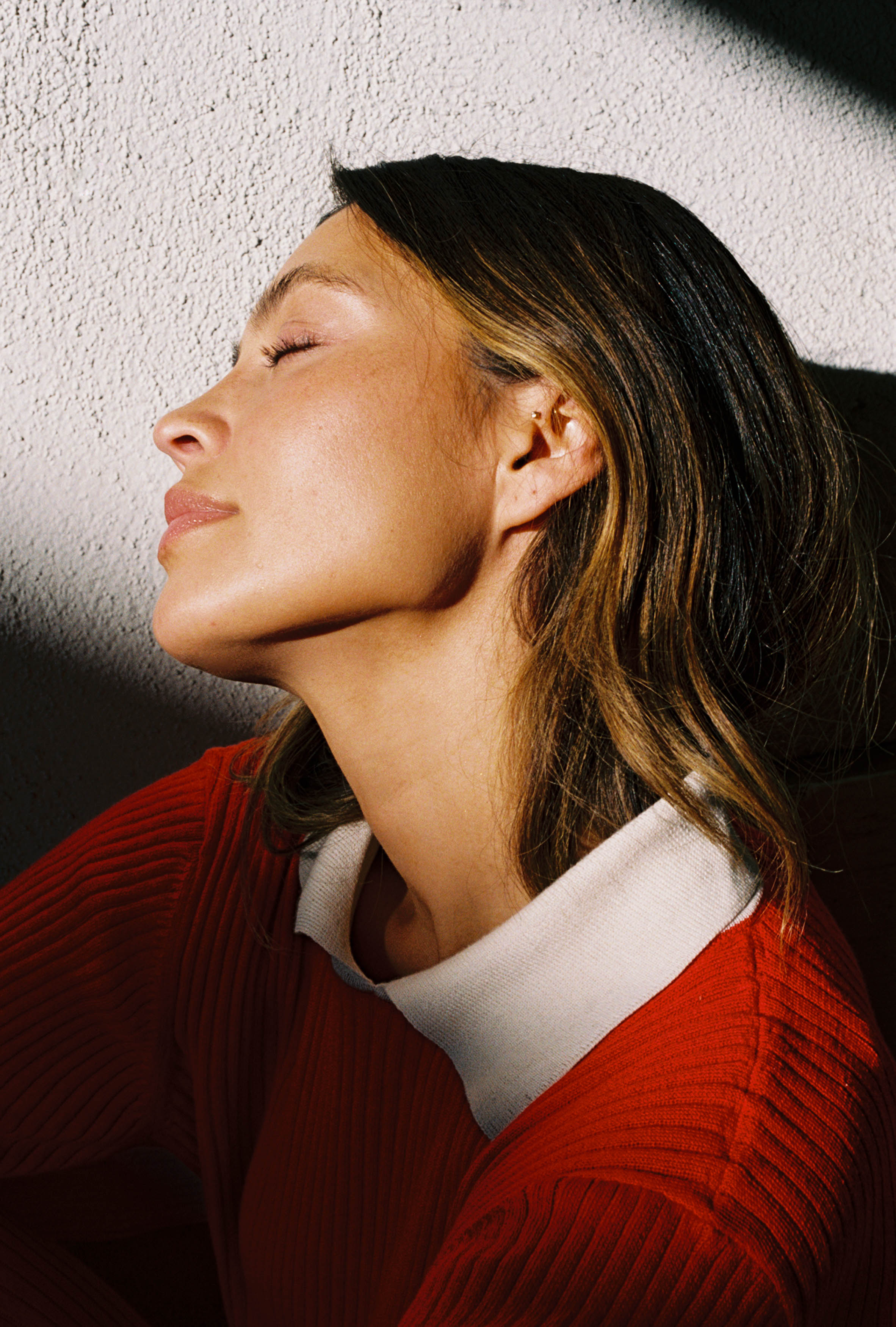 OFELIA KNIT TOP | piquillo + ecru collar