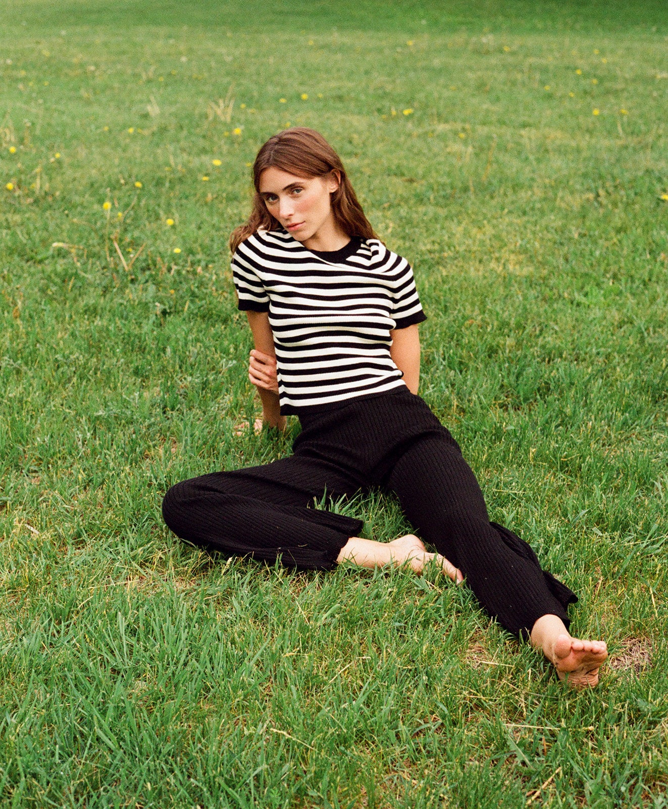 RIBBED GALLO PANT | noir
