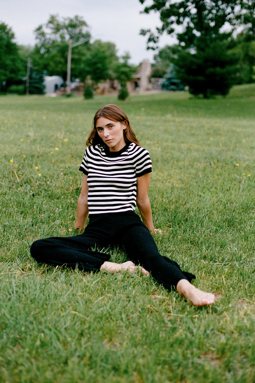 JONES RIBBED TEE | stripe | organic