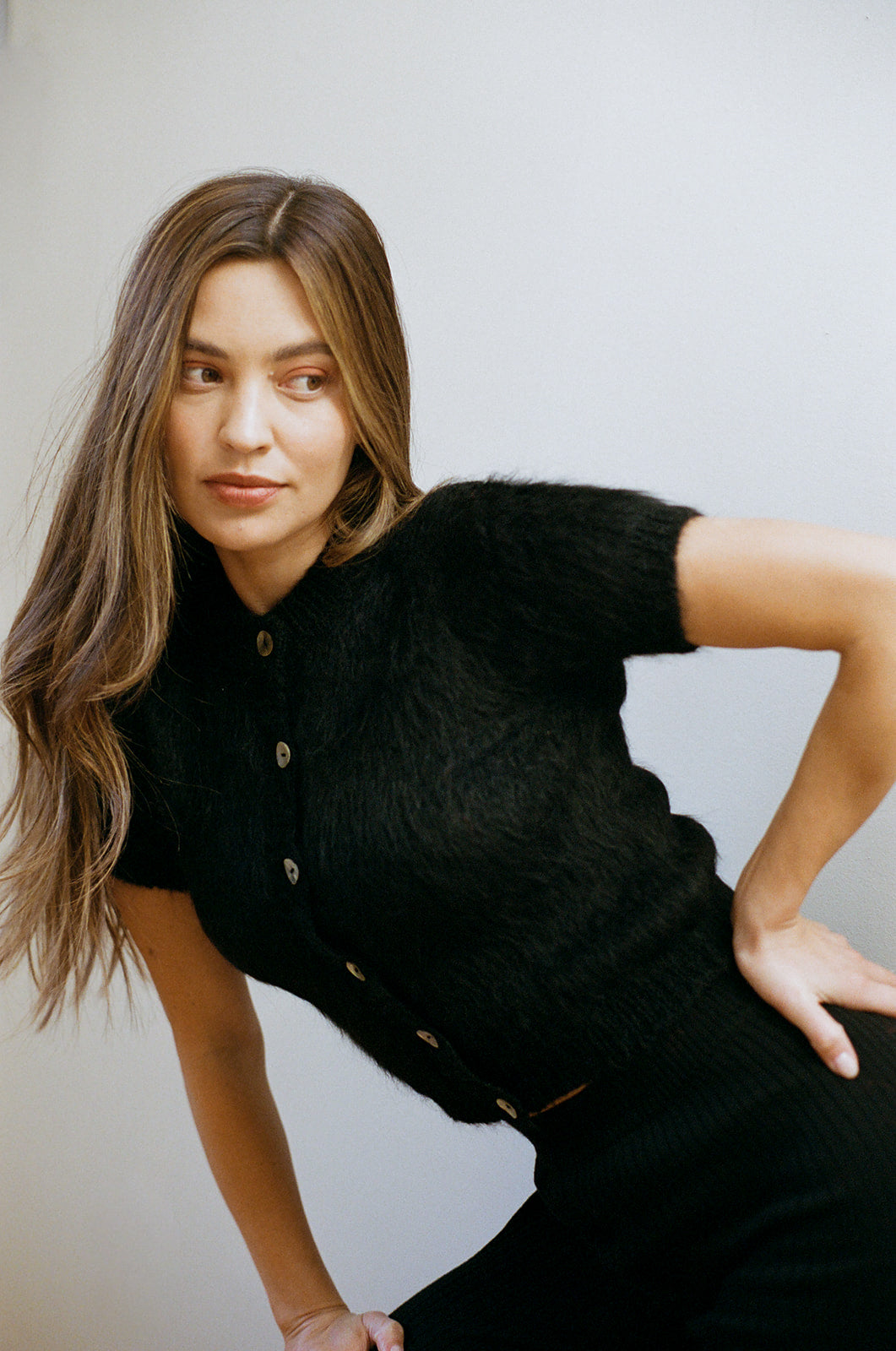 SHORT SLEEVE CARDI | noir