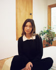 OFELIA KNIT TOP | noir + ecru collar
