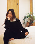 OFELIA KNIT TOP | noir + ecru collar