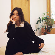 OFELIA KNIT TOP | noir + ecru collar