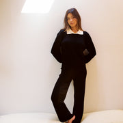 RIBBED GALLO PANT | noir