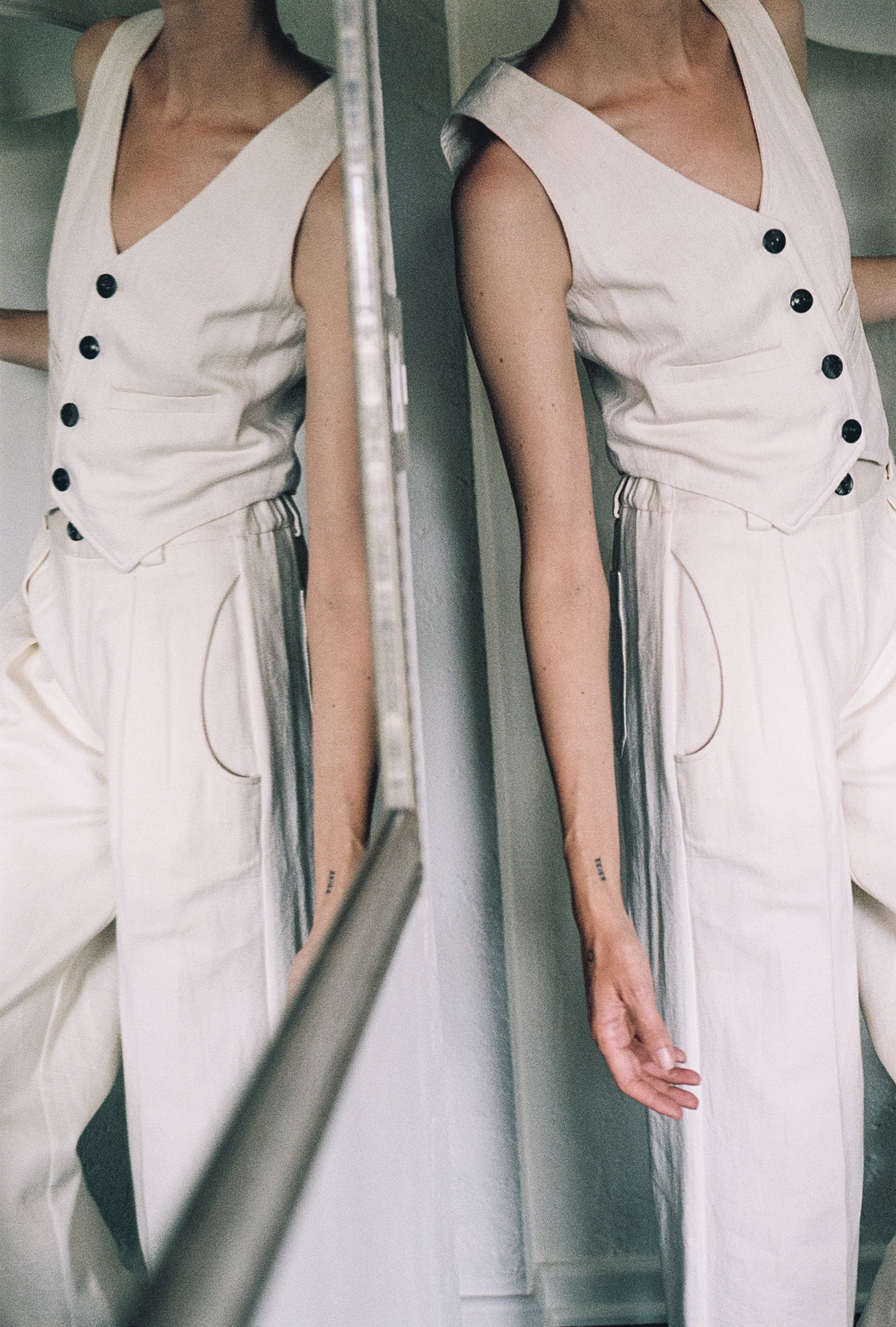FARRA VEST | bone denim | organic + undyed