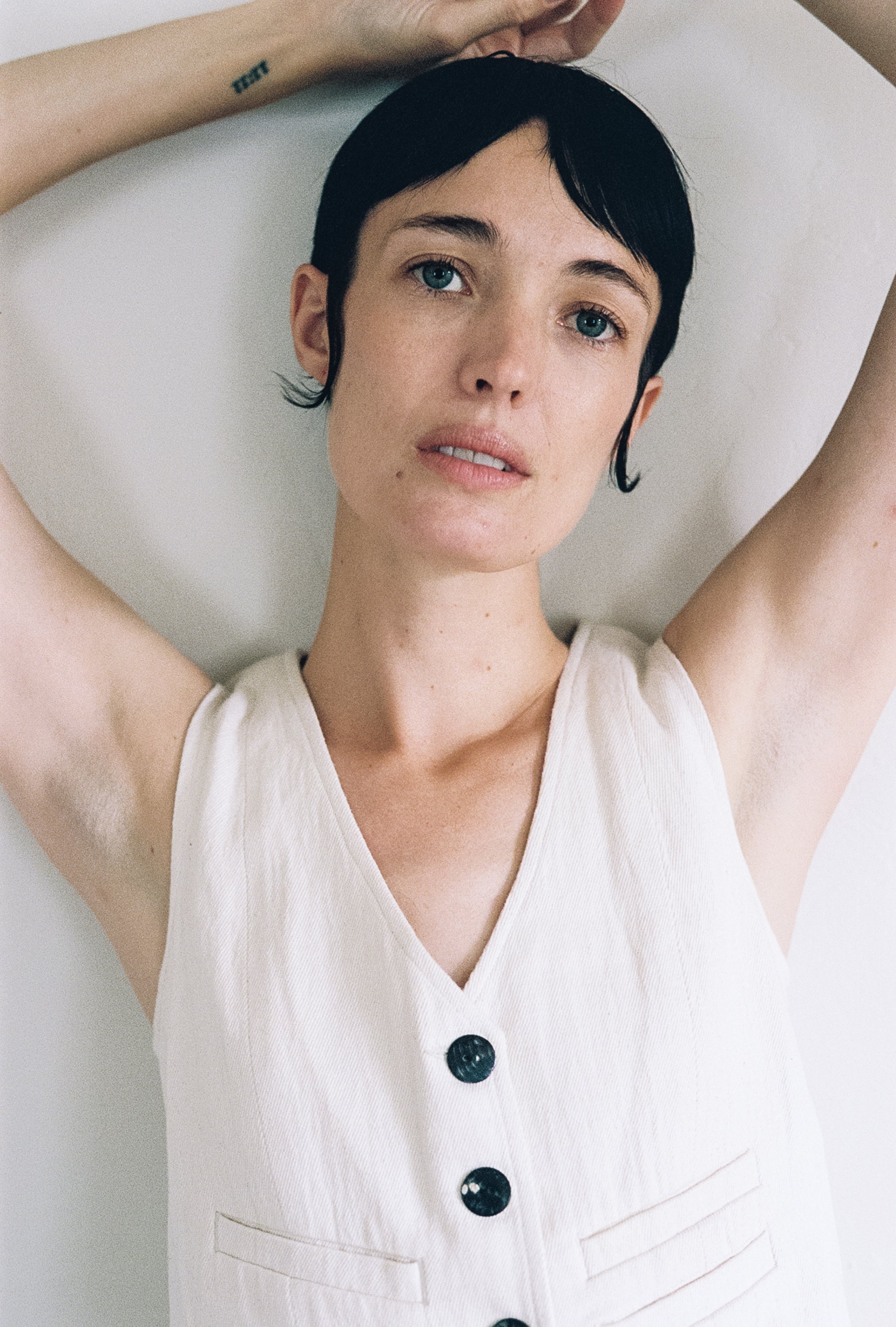 FARRA VEST | bone denim | organic + undyed