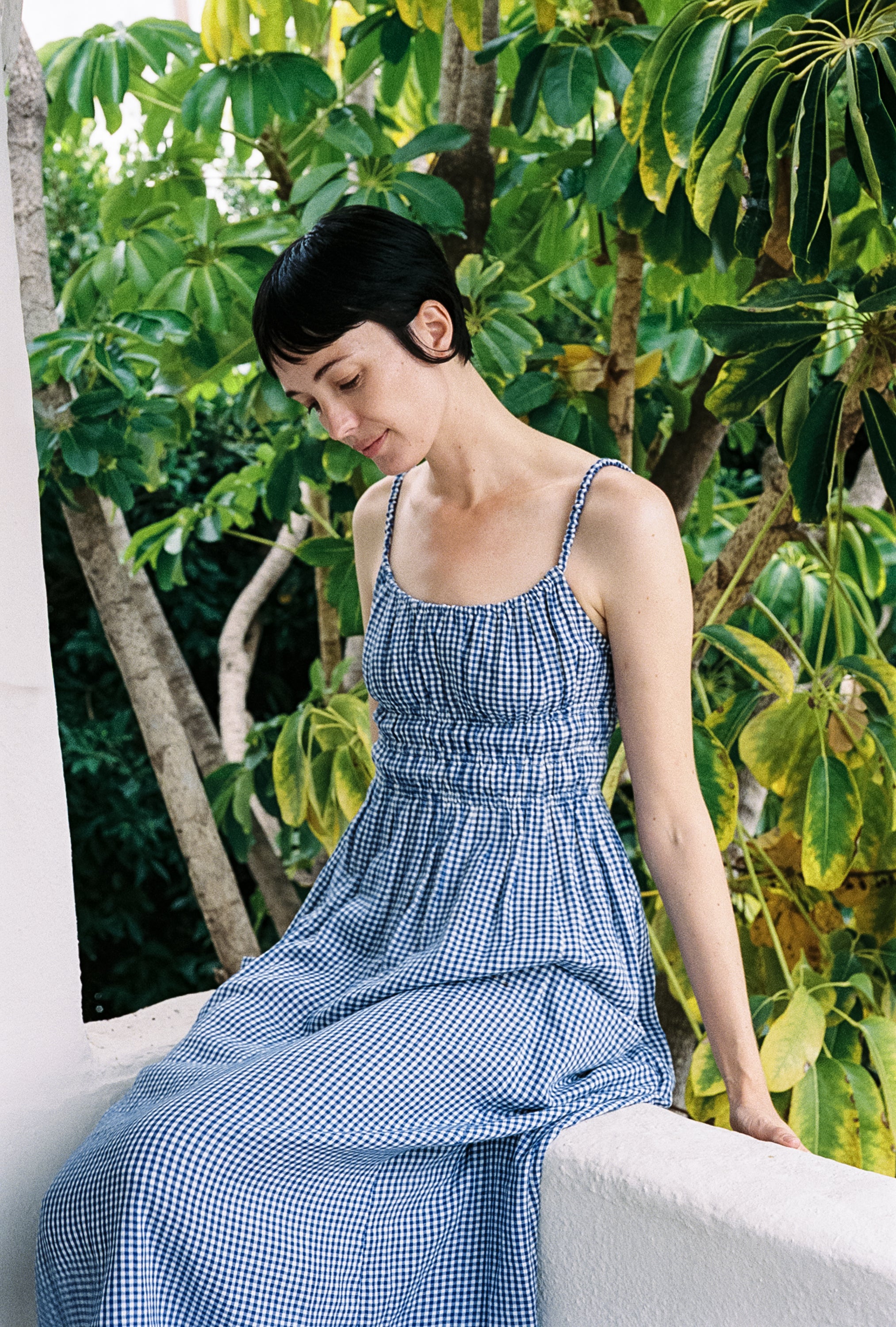 MATCHA DRESS | indigo gingham | organic