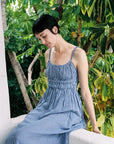 MATCHA DRESS | indigo gingham | organic