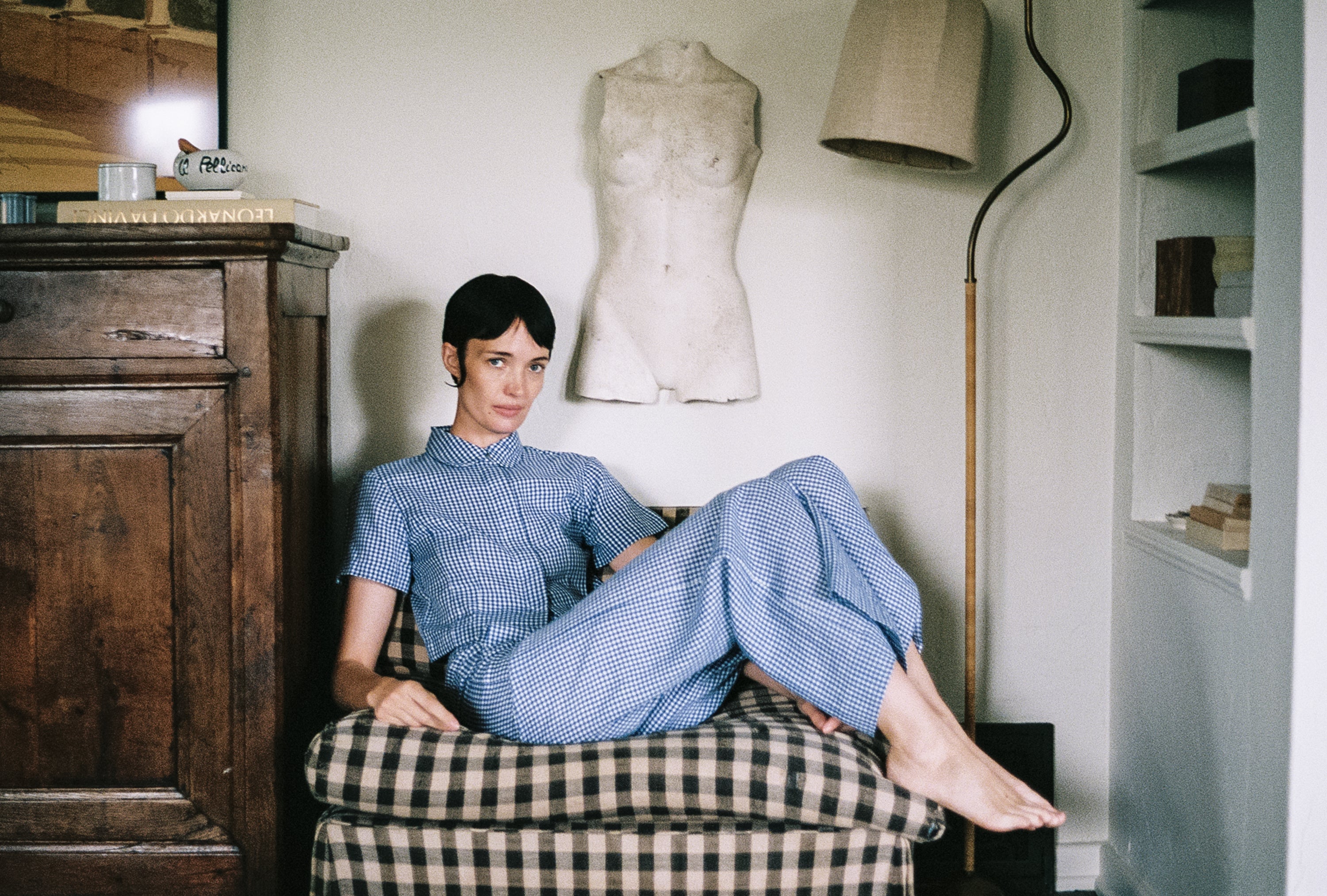 SEBASTIAN TOP | indigo gingham | organic + earth dyed