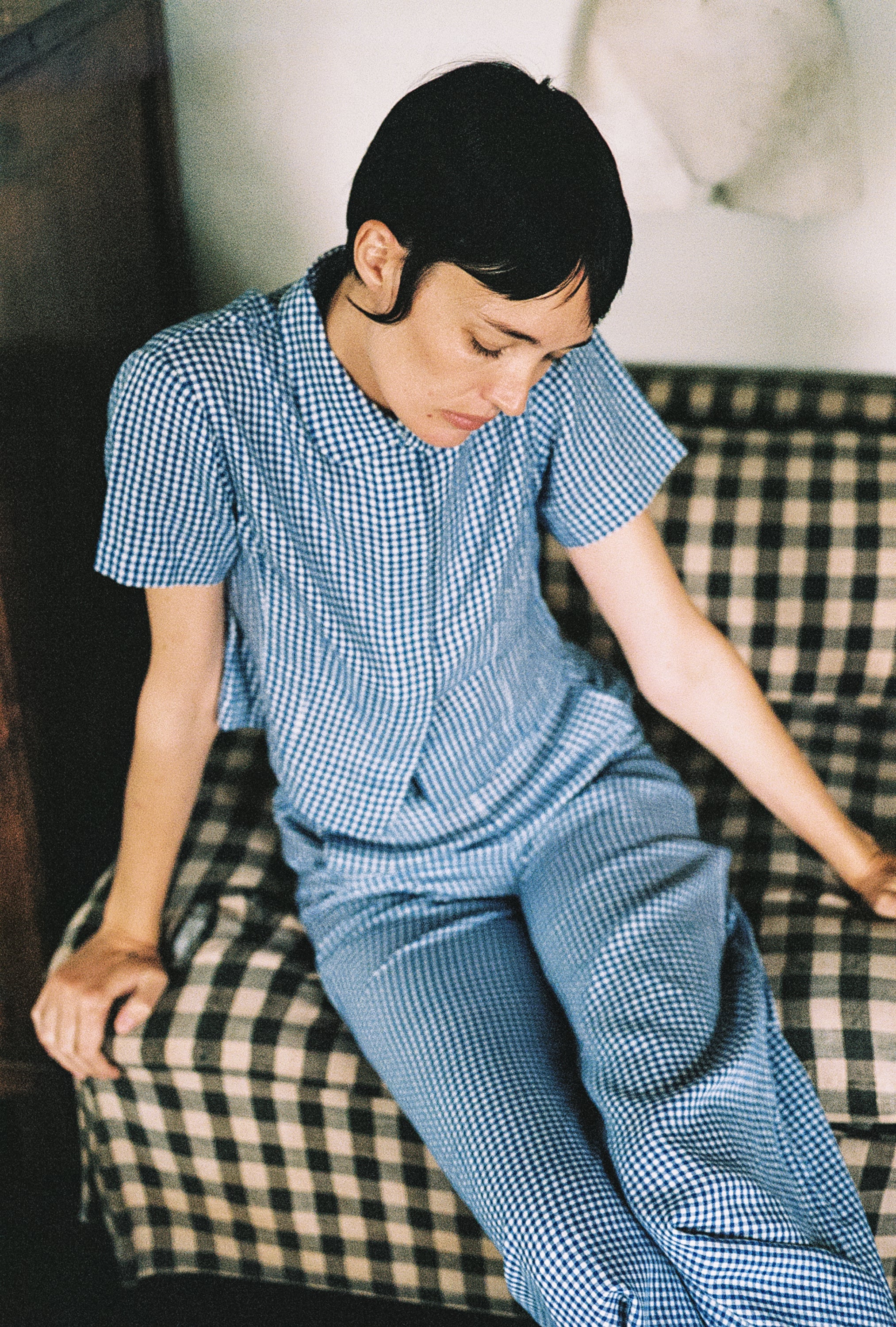 COOK TROUSER | indigo gingham | organic + earth dyed