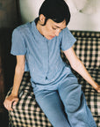 COOK TROUSER | indigo gingham | organic + earth dyed