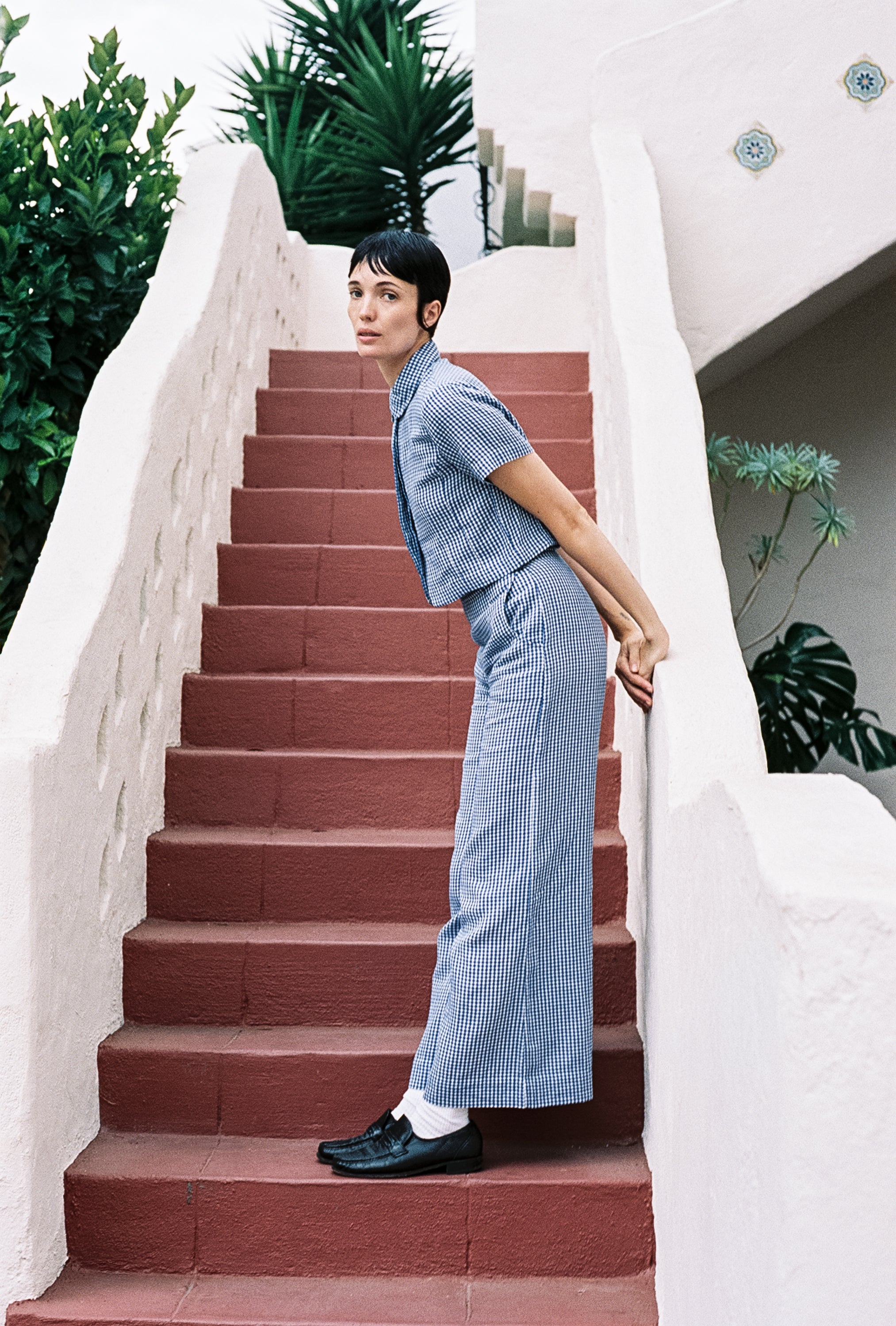 COOK TROUSER | indigo gingham | organic + earth dyed