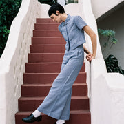 COOK TROUSER | indigo gingham | organic + earth dyed