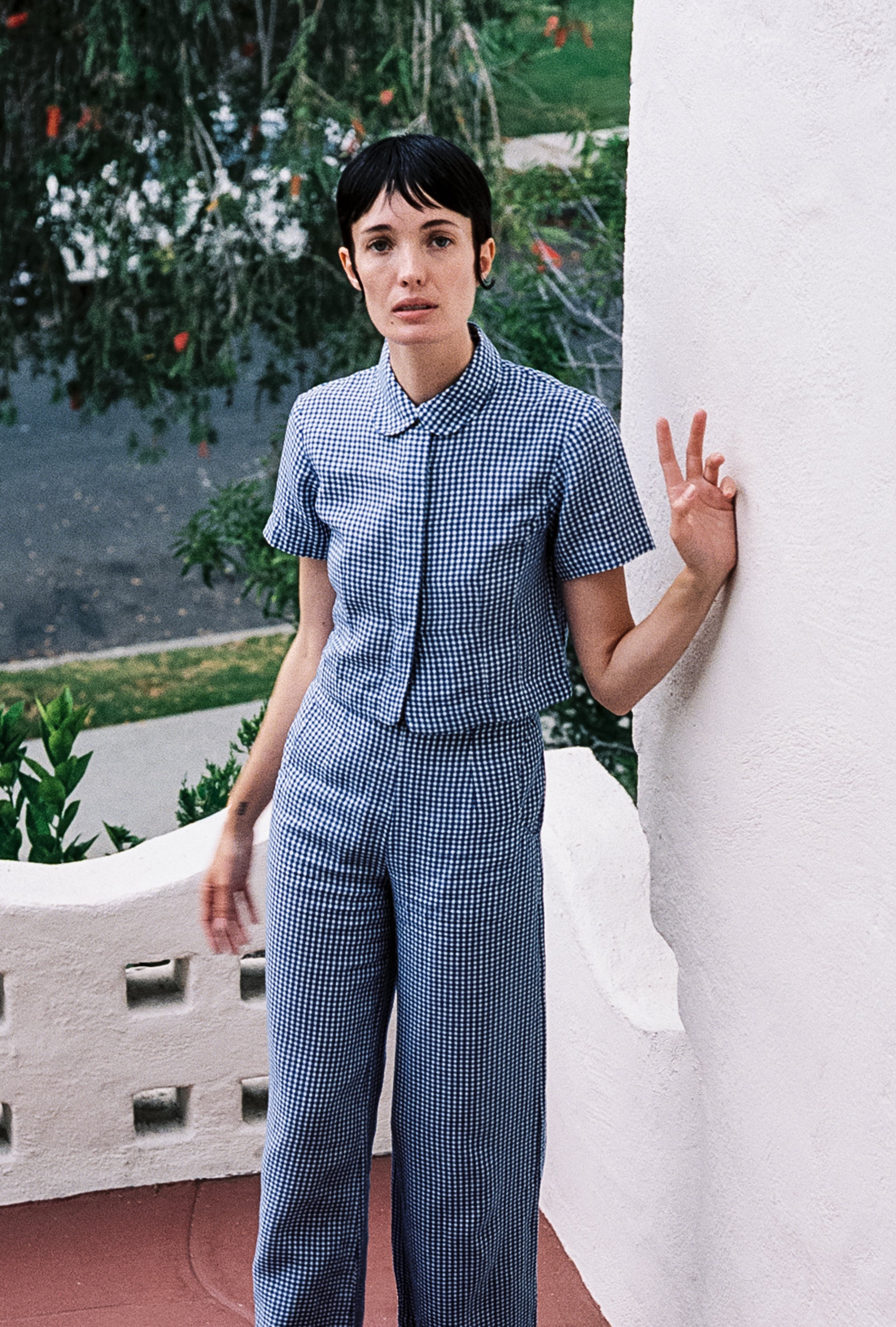 SEBASTIAN TOP | indigo gingham | organic + earth dyed