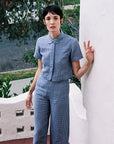 COOK TROUSER | indigo gingham | organic + earth dyed
