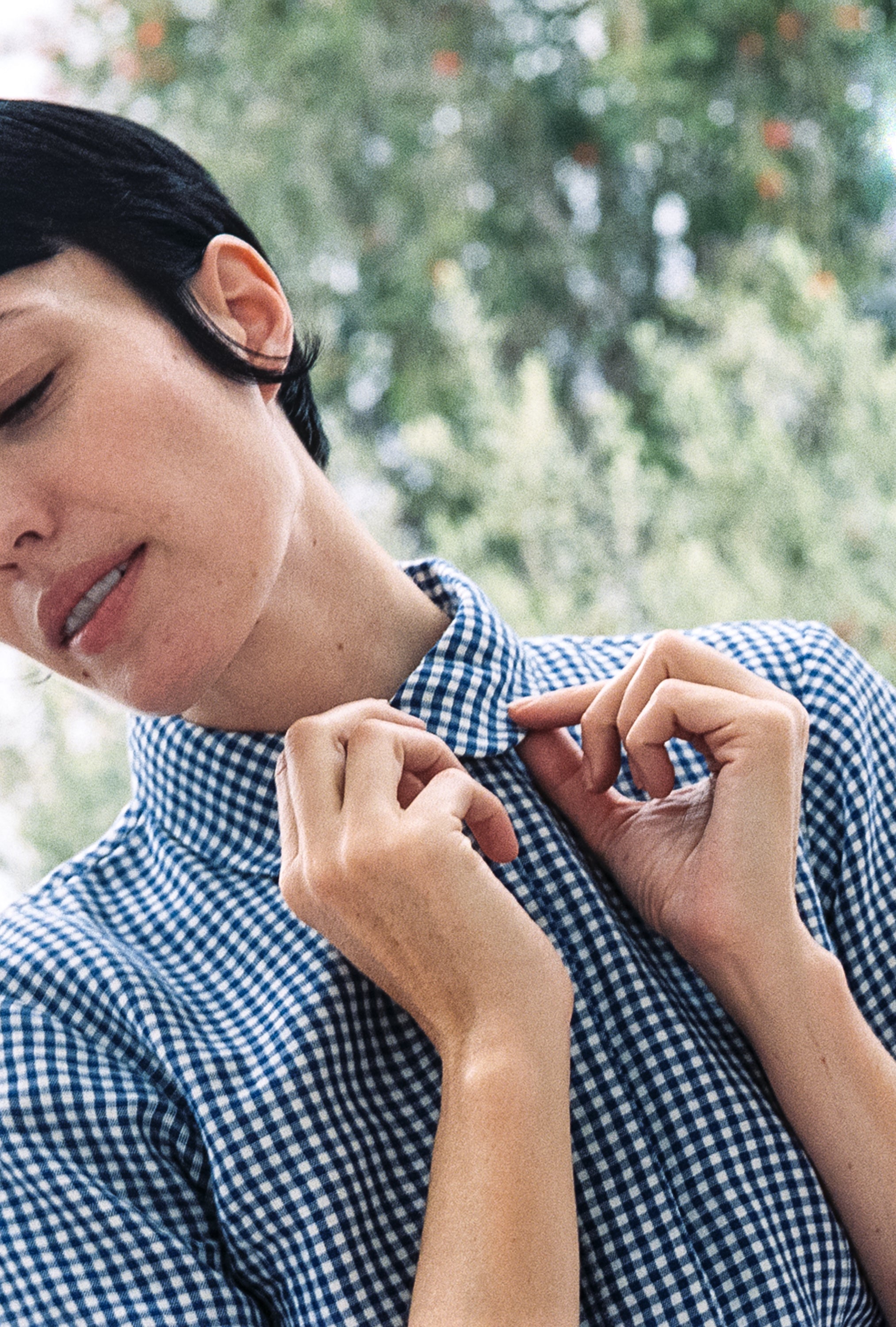 SEBASTIAN TOP | indigo gingham | organic + earth dyed