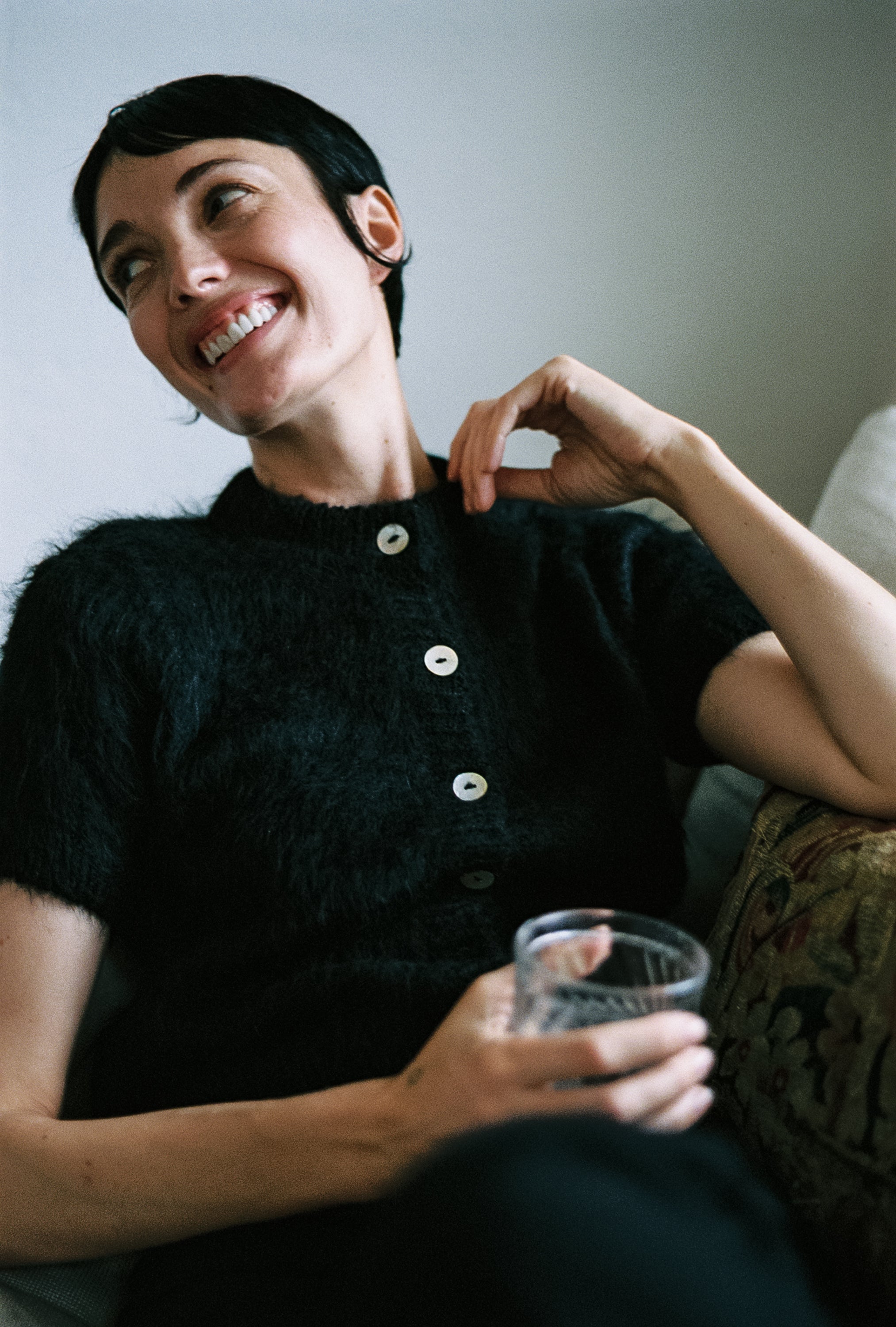 SHORT SLEEVE CARDI | noir