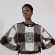 BRUSHED CARDI | plaid