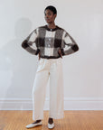 BRUSHED CARDI | plaid