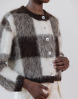 BRUSHED CARDI | plaid