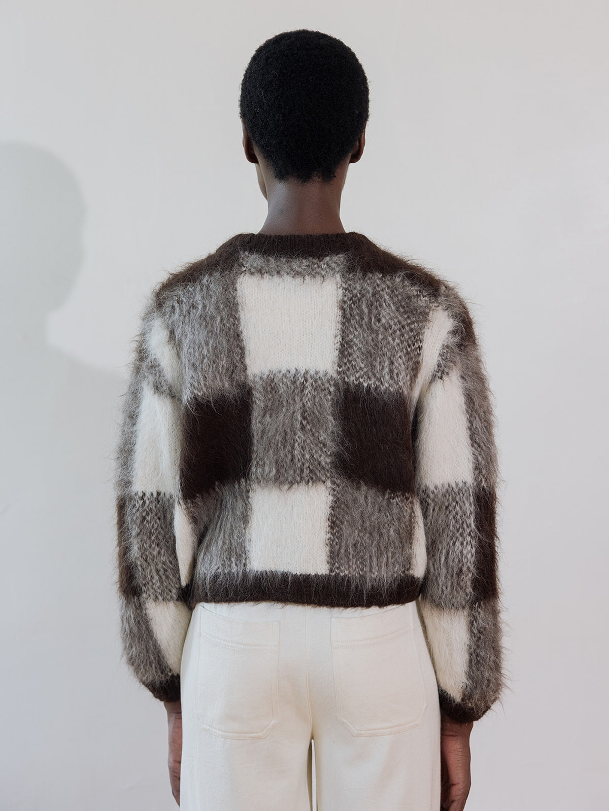 BRUSHED CARDI | plaid