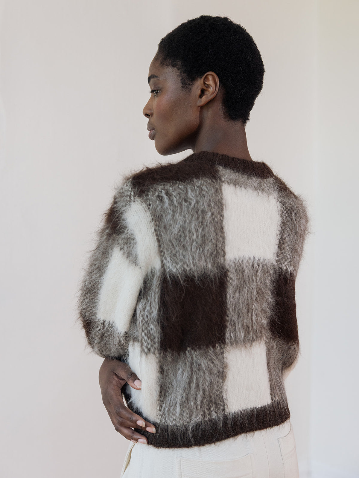 BRUSHED CARDI | plaid