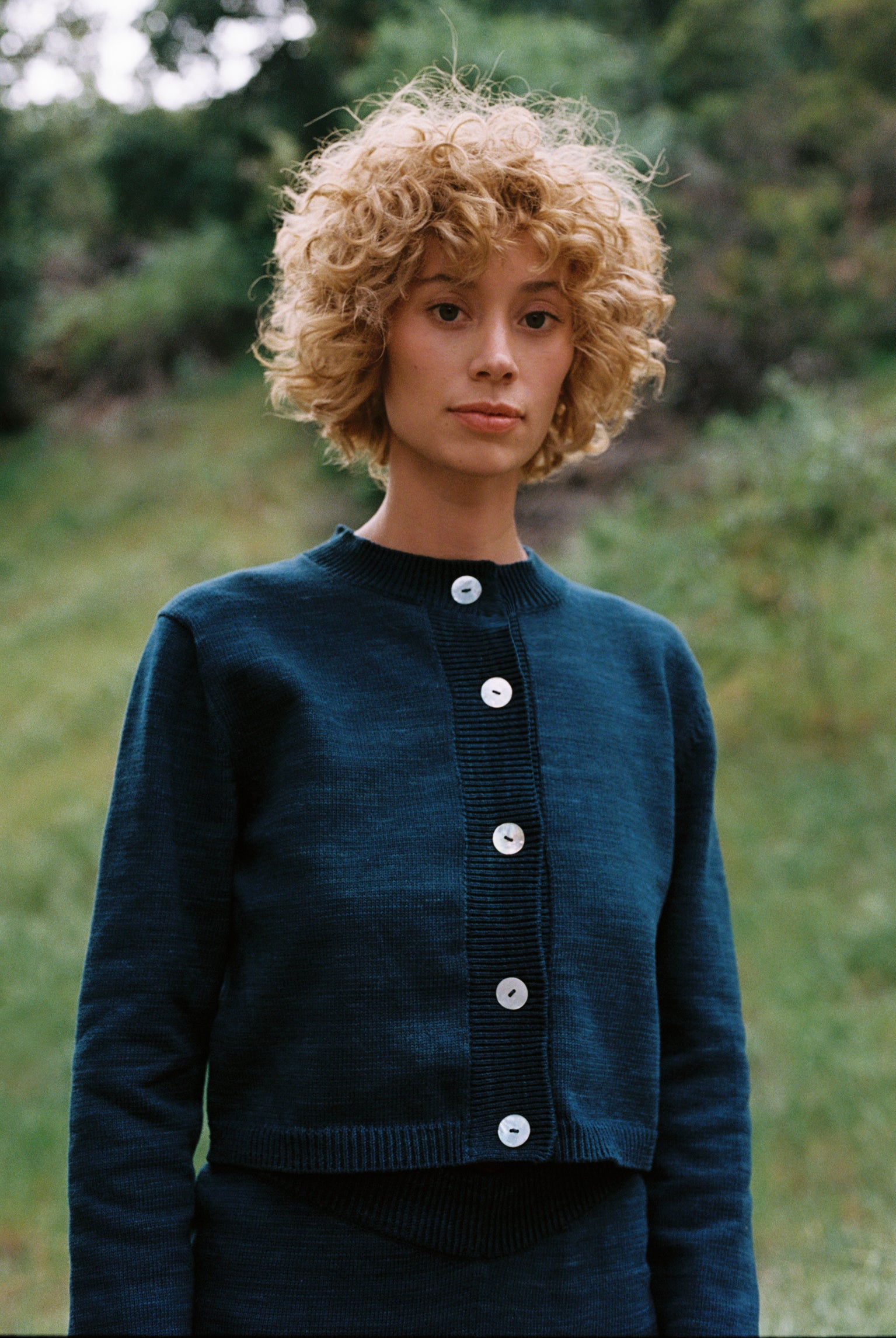 COTTON CARDI | indigo | organic + earth dyed