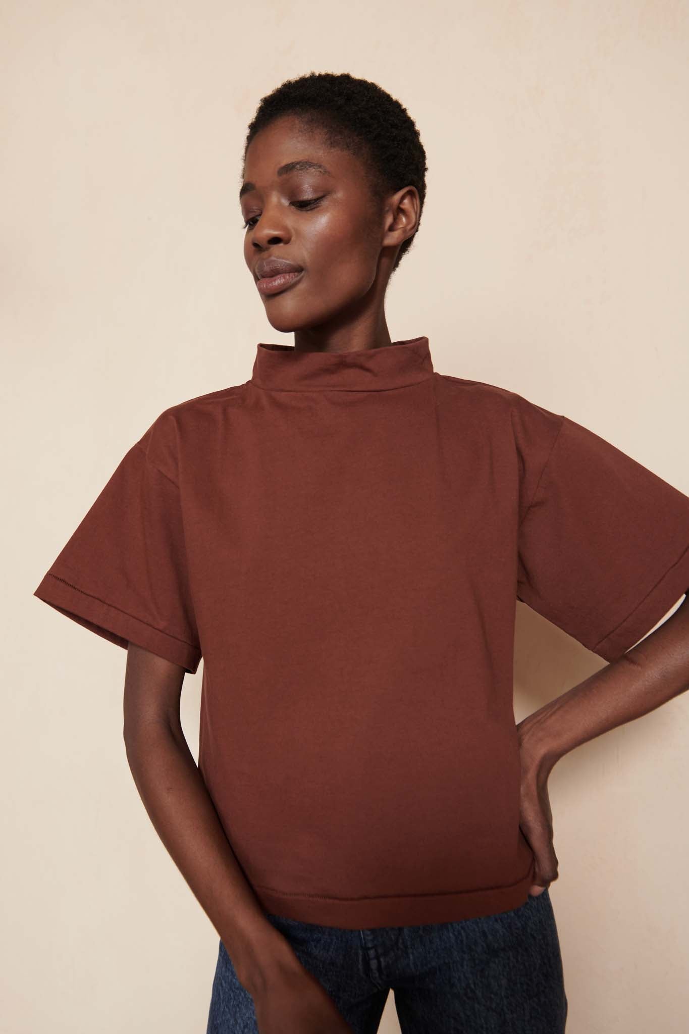 MOCKNECK TEE | maple | organic