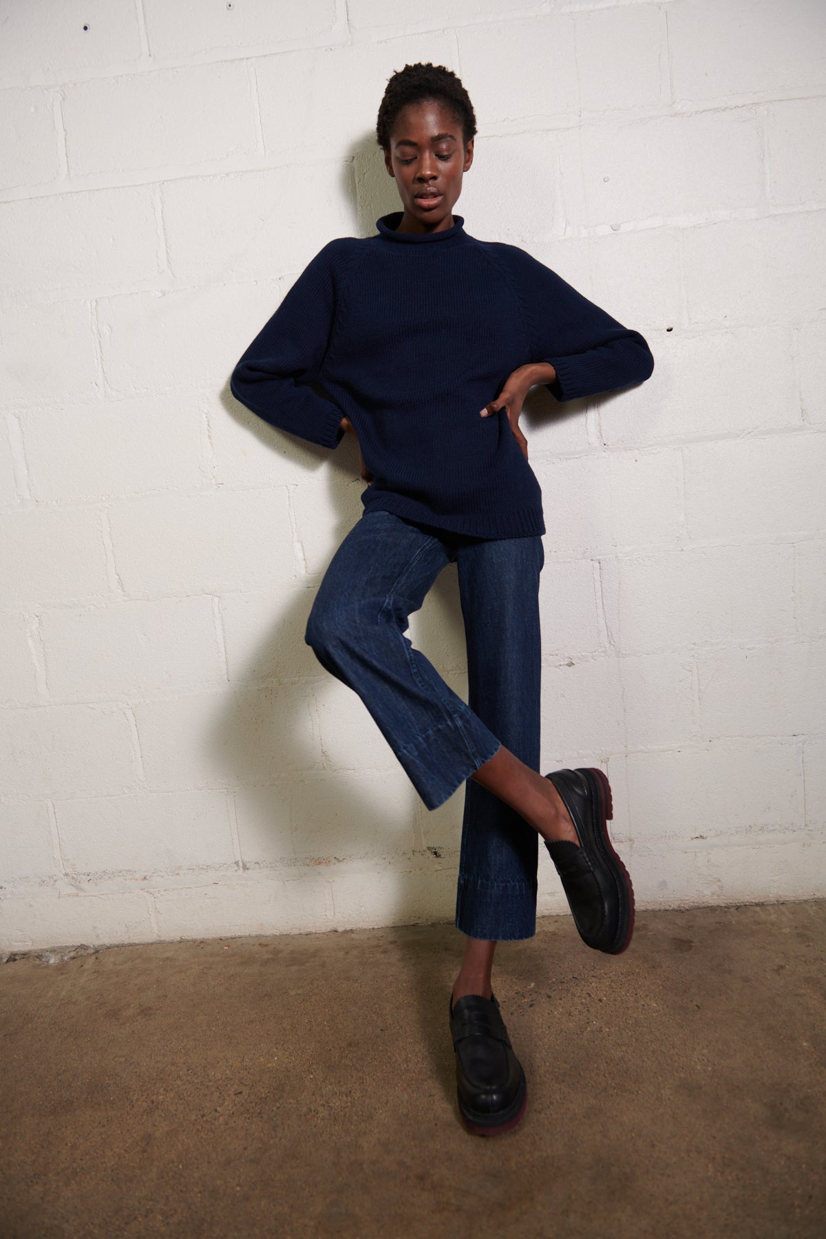 CHUNKY OVERSIZED JUMPER | navy | organic
