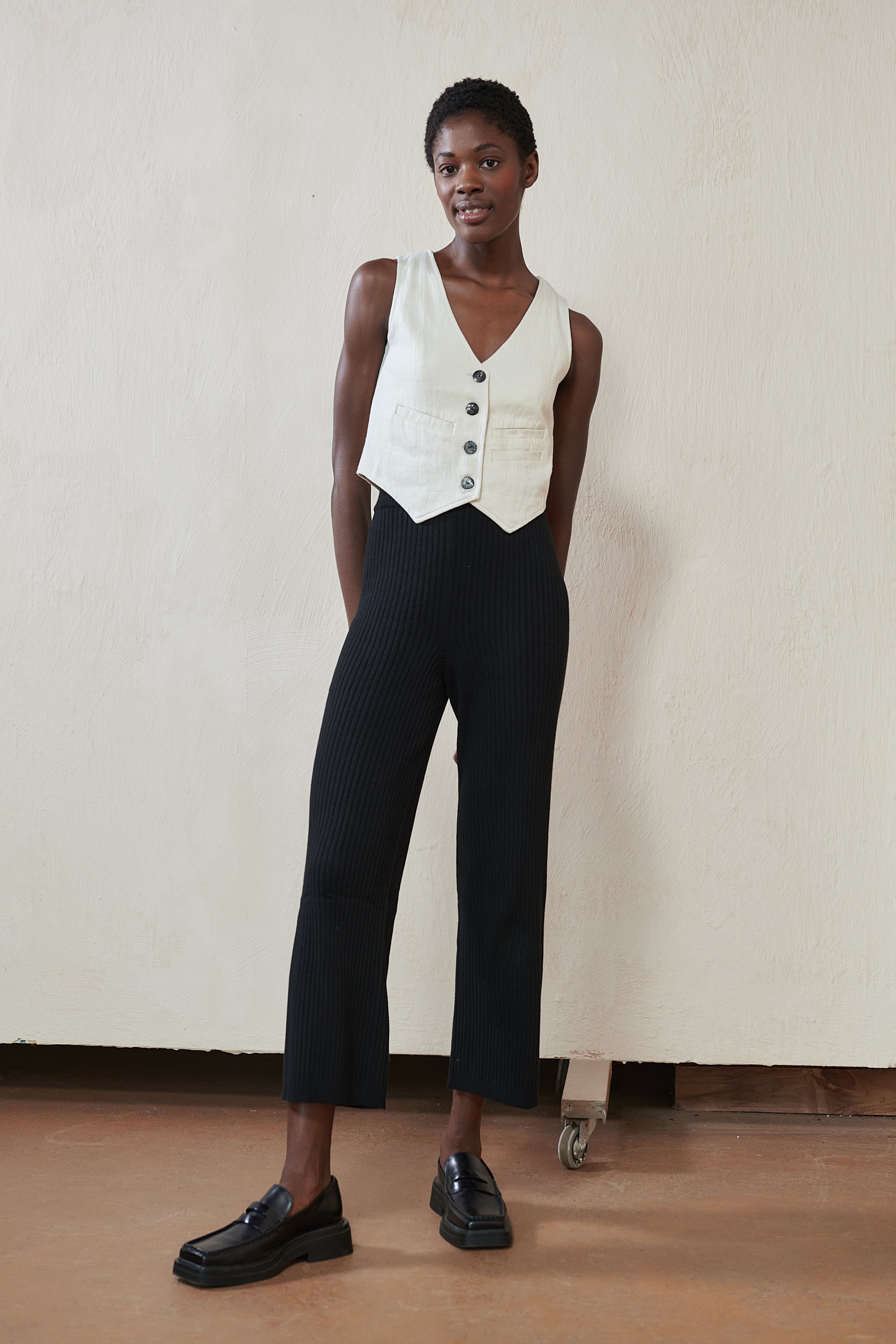 FARRA VEST | bone denim | organic + undyed – Maria Stanley