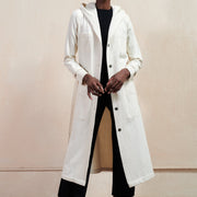 HOODED CONRAD TRENCH | bone | organic + undyed