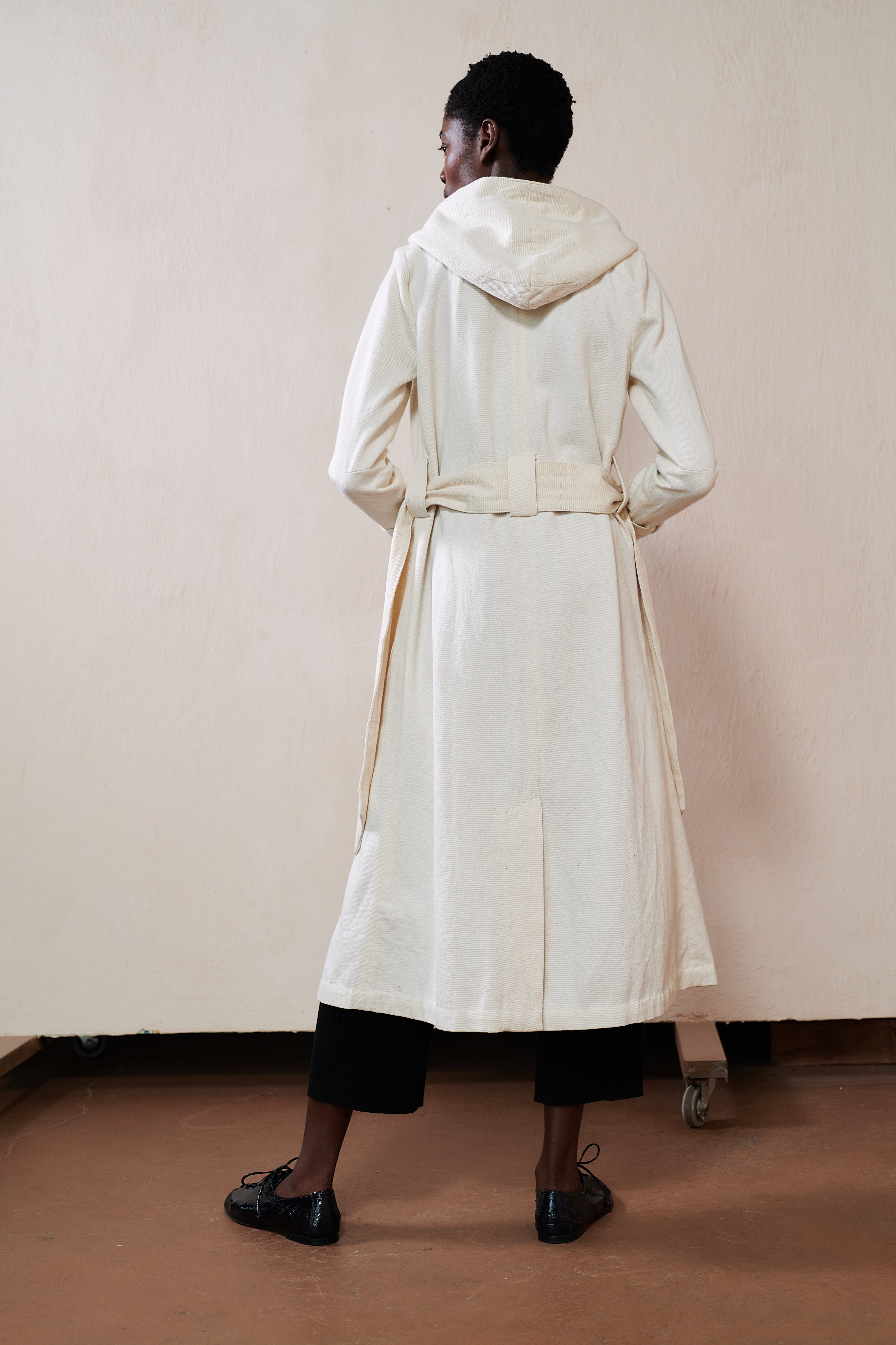 HOODED CONRAD TRENCH | bone | organic + undyed – Maria Stanley