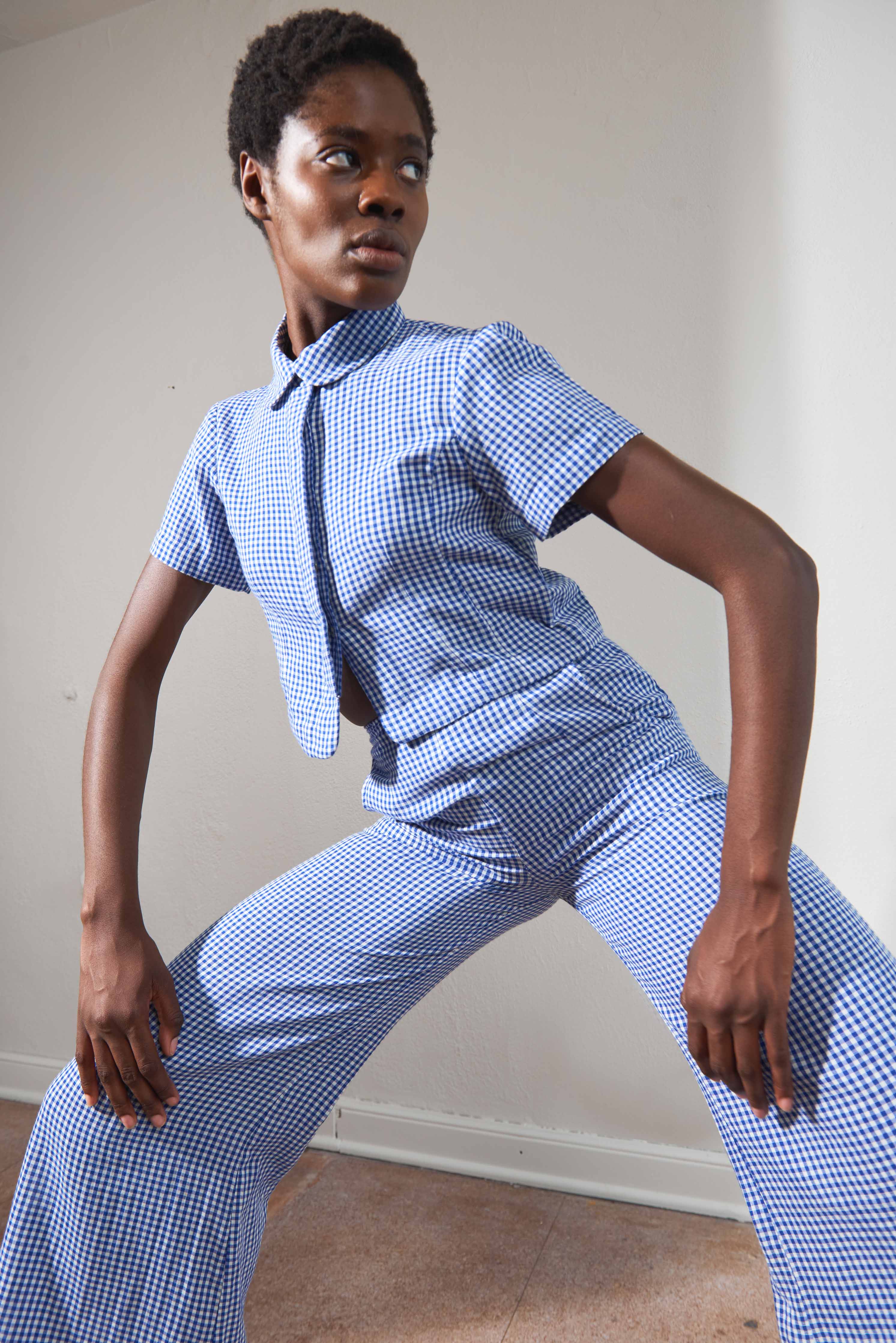 SEBASTIAN TOP | indigo gingham