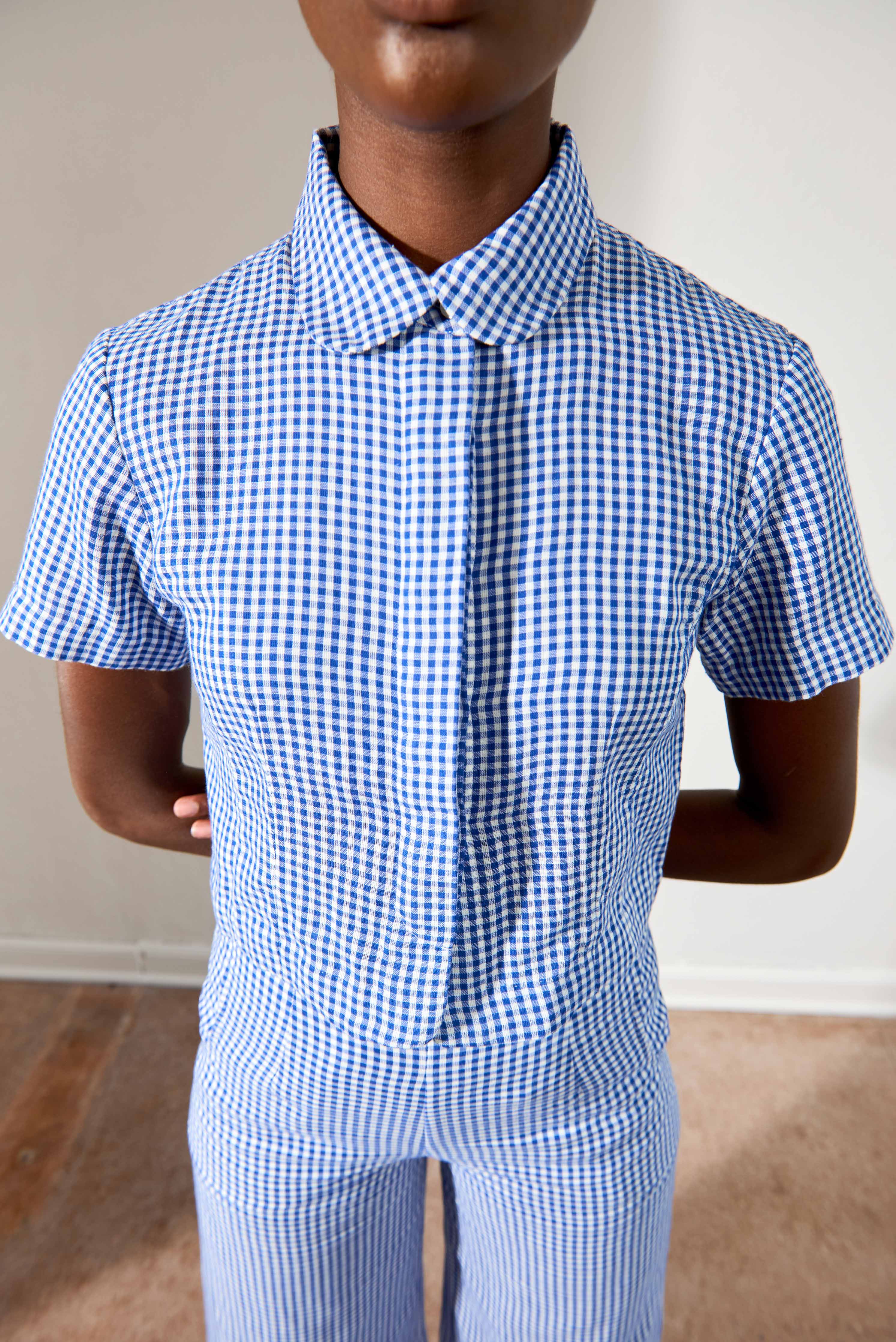 SEBASTIAN TOP | indigo gingham