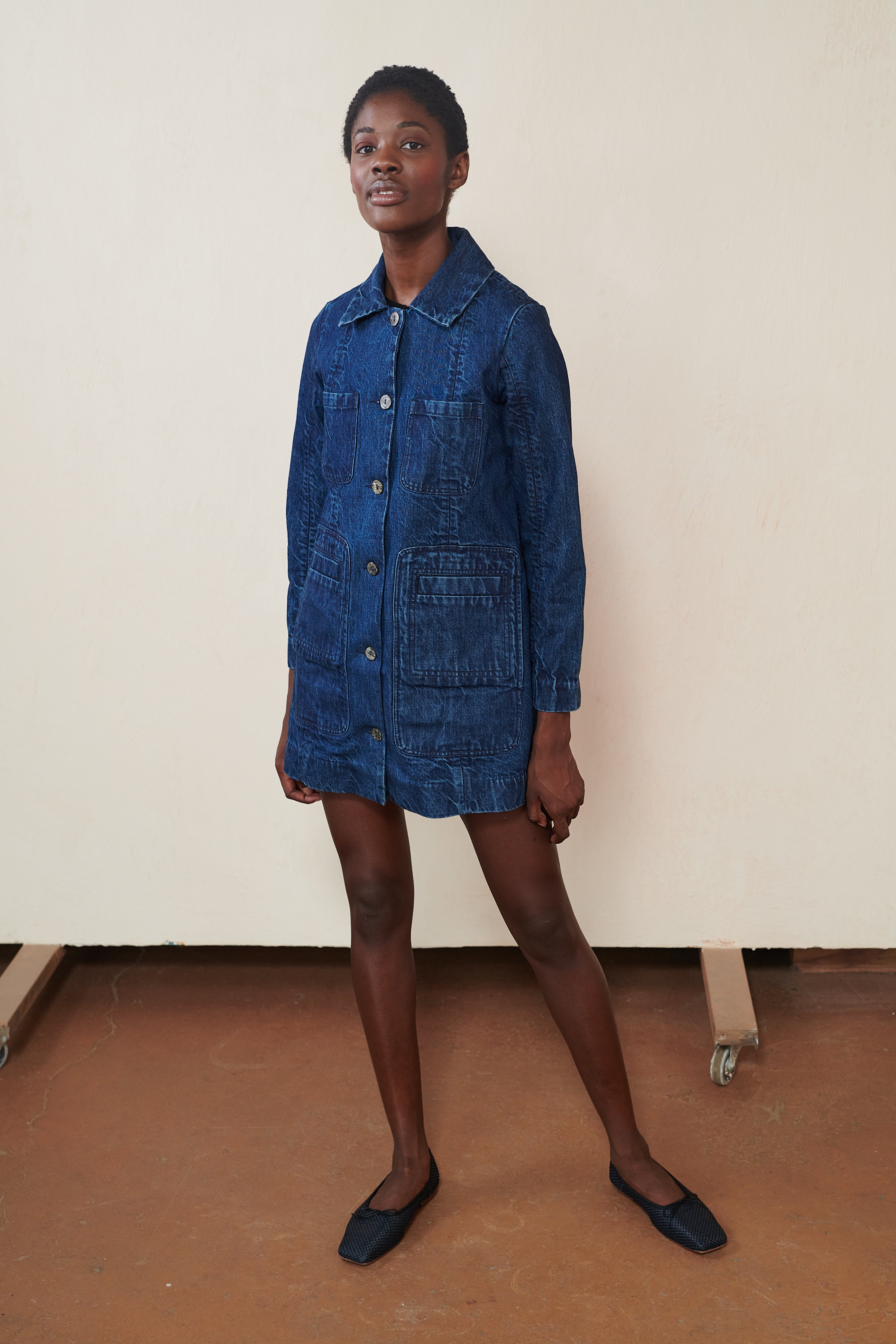 SHORT CONRAD CAR COAT | denim | organic + earth dyed